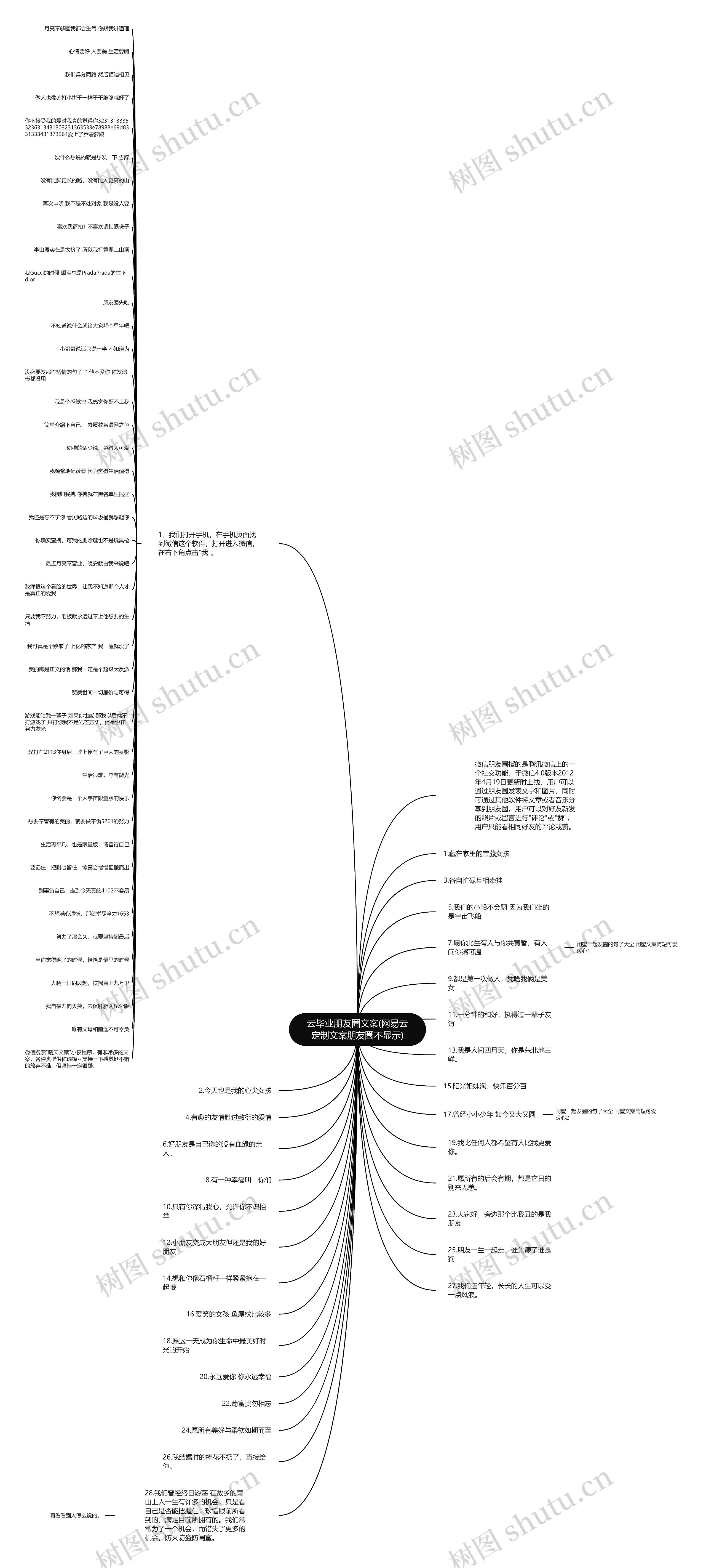 云毕业朋友圈文案(网易云定制文案朋友圈不显示)思维导图