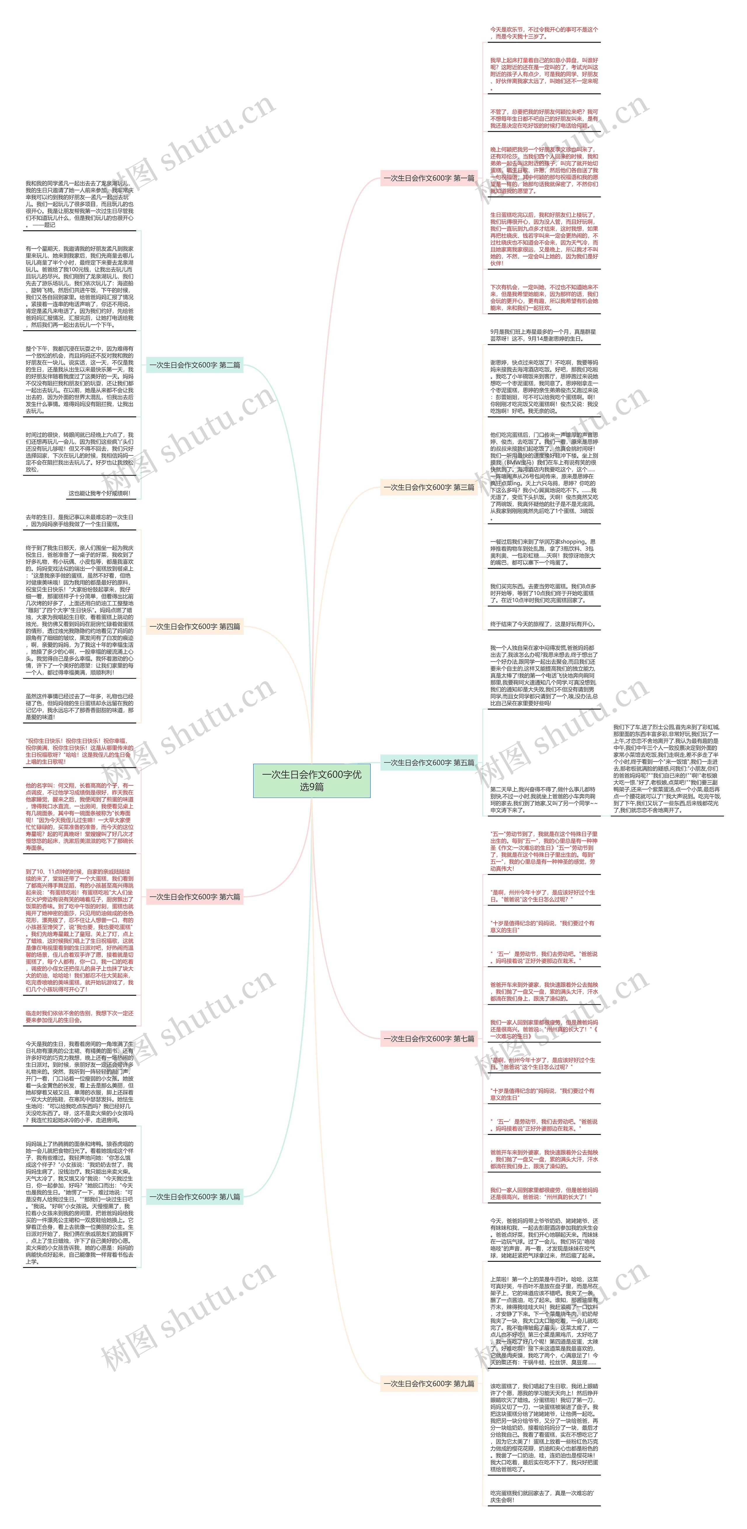 一次生日会作文600字优选9篇思维导图