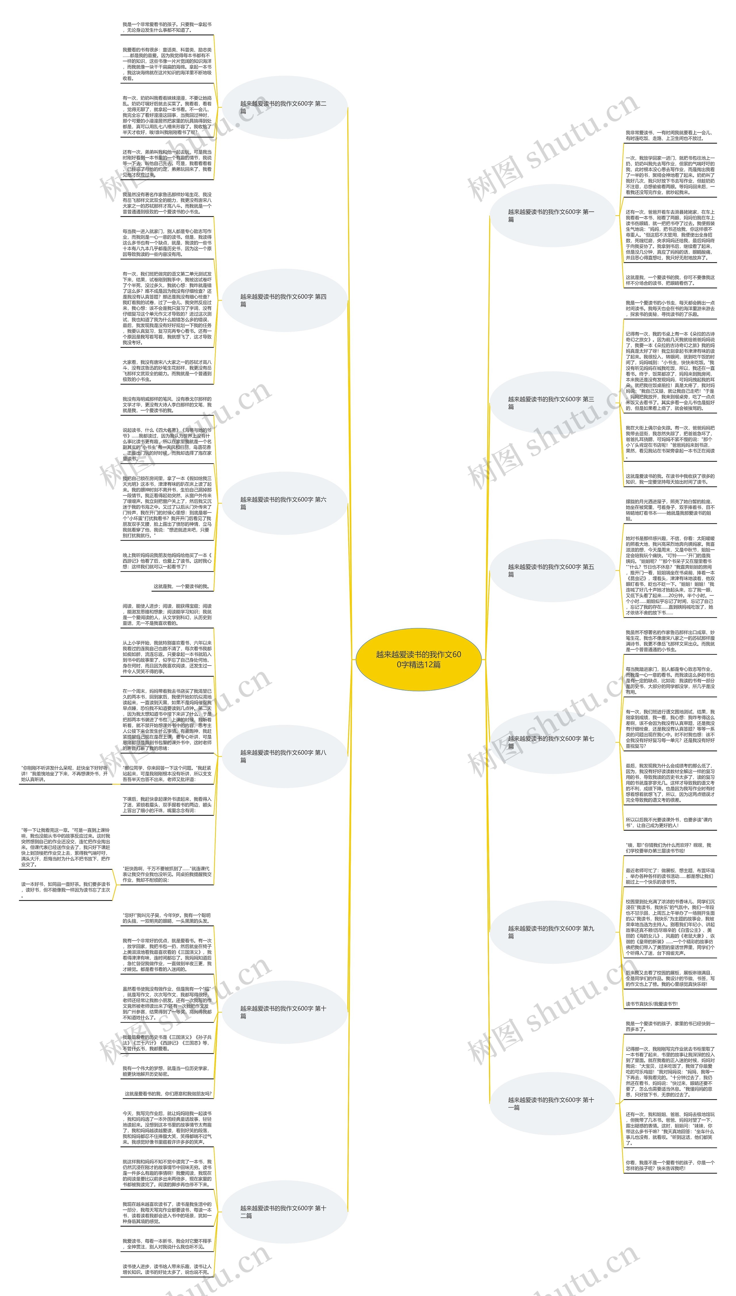 越来越爱读书的我作文600字精选12篇思维导图