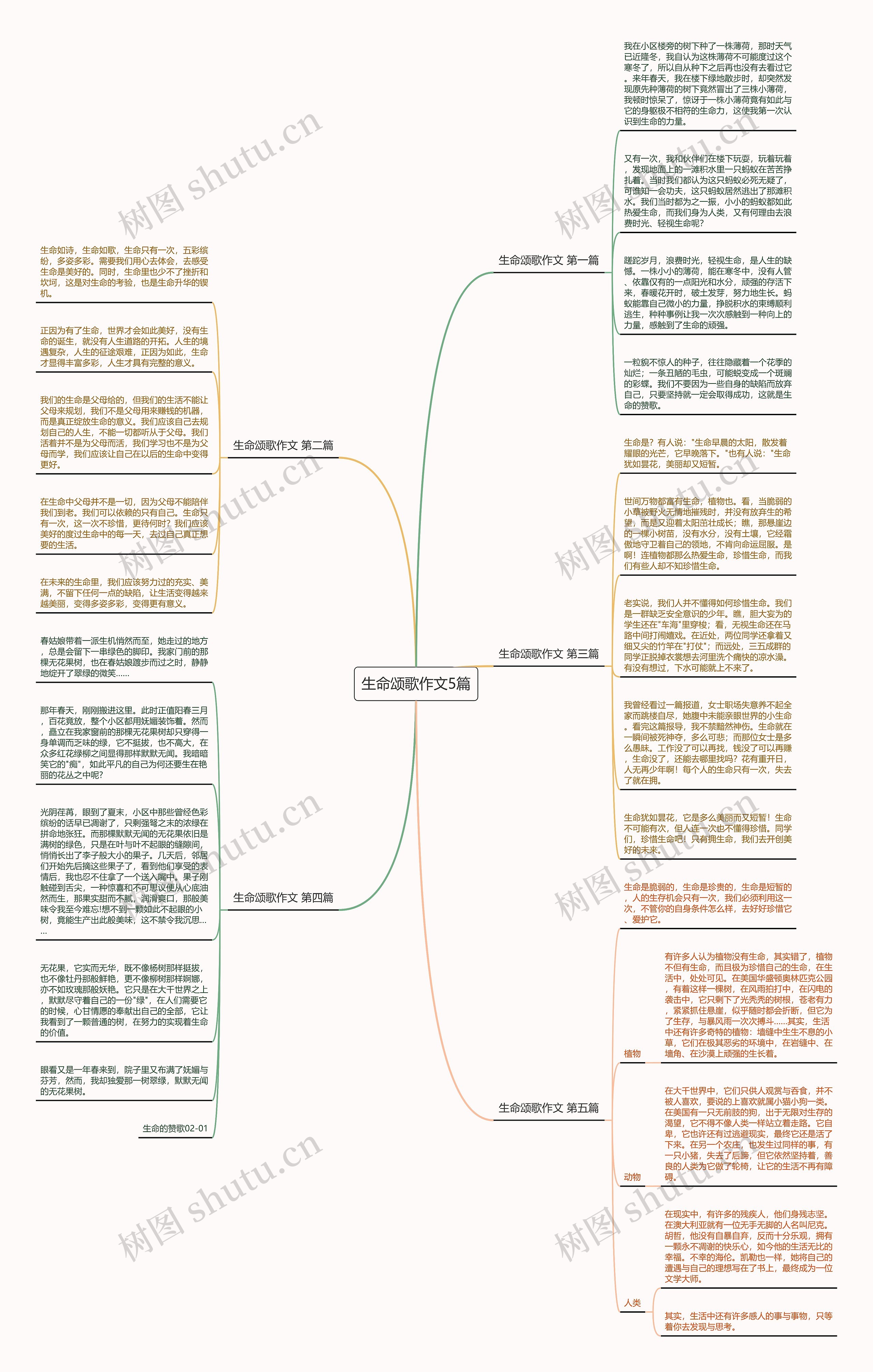 生命颂歌作文5篇思维导图