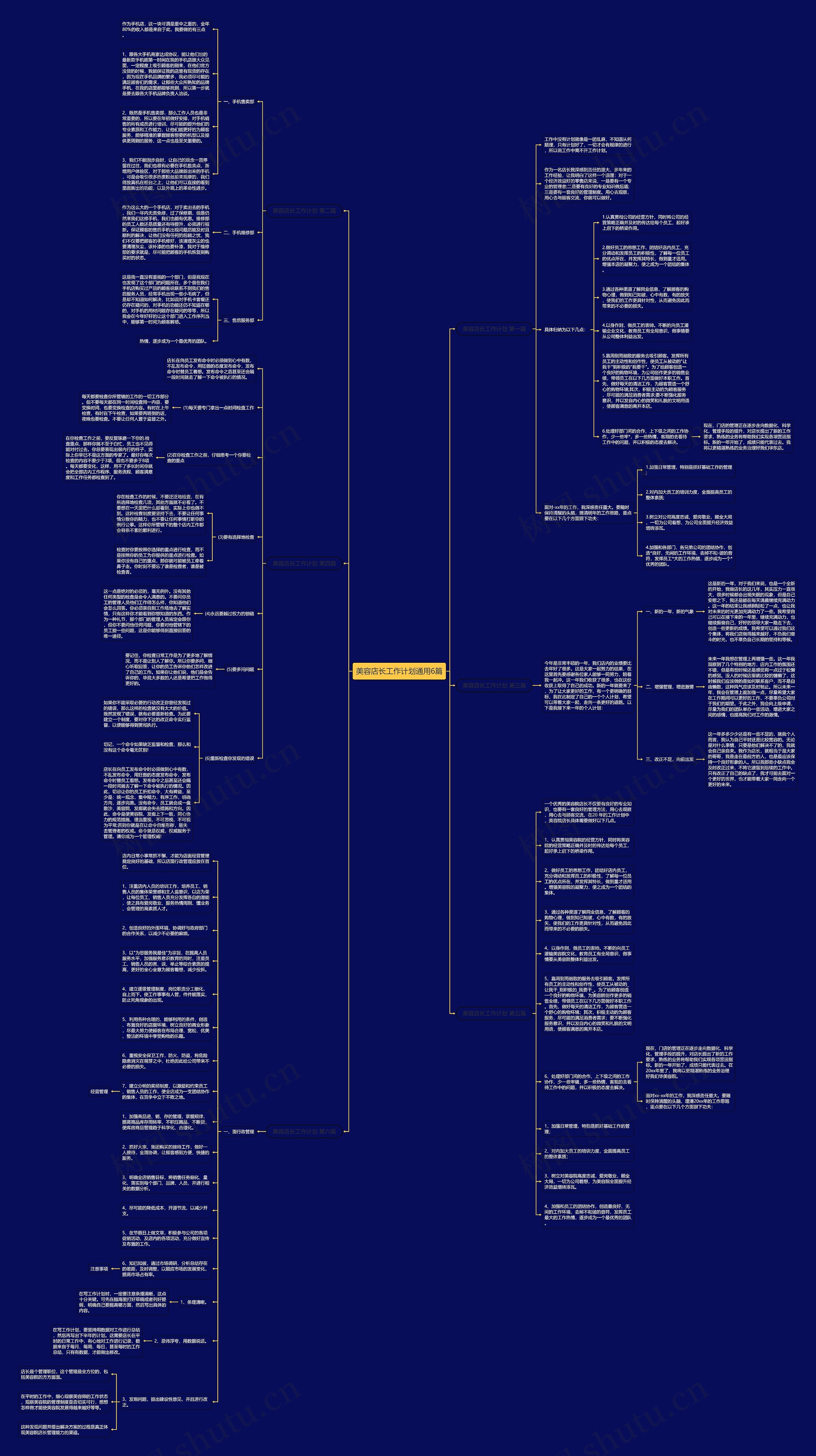 美容店长工作计划通用6篇思维导图