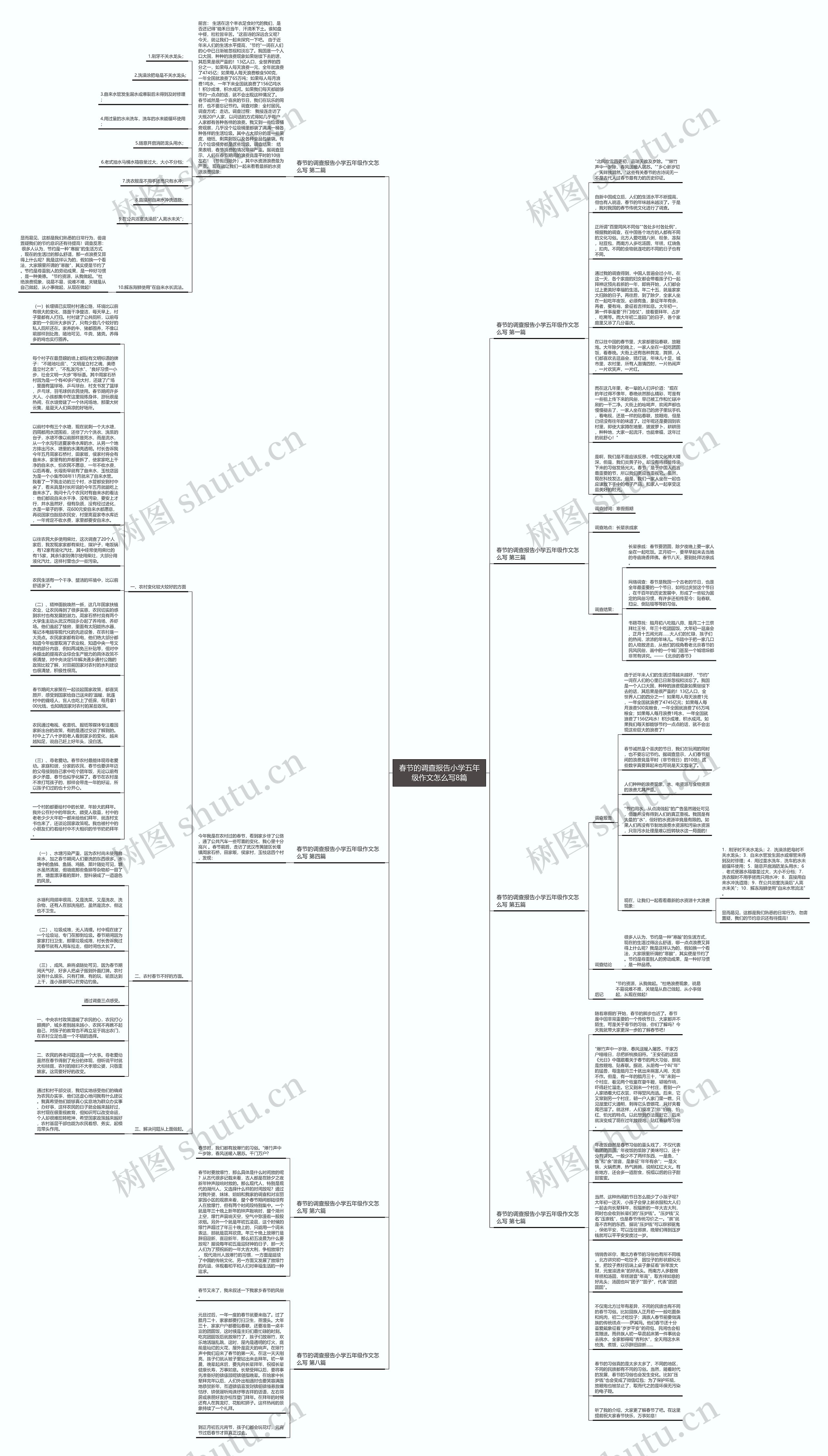 春节的调查报告小学五年级作文怎么写8篇思维导图