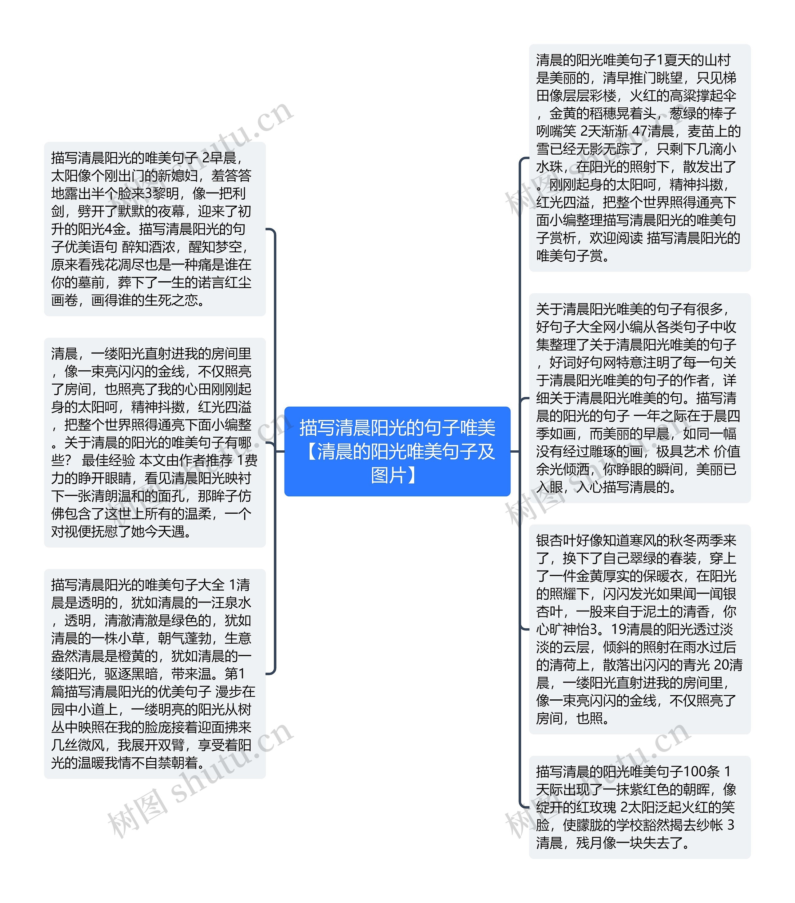 描写清晨阳光的句子唯美【清晨的阳光唯美句子及图片】思维导图