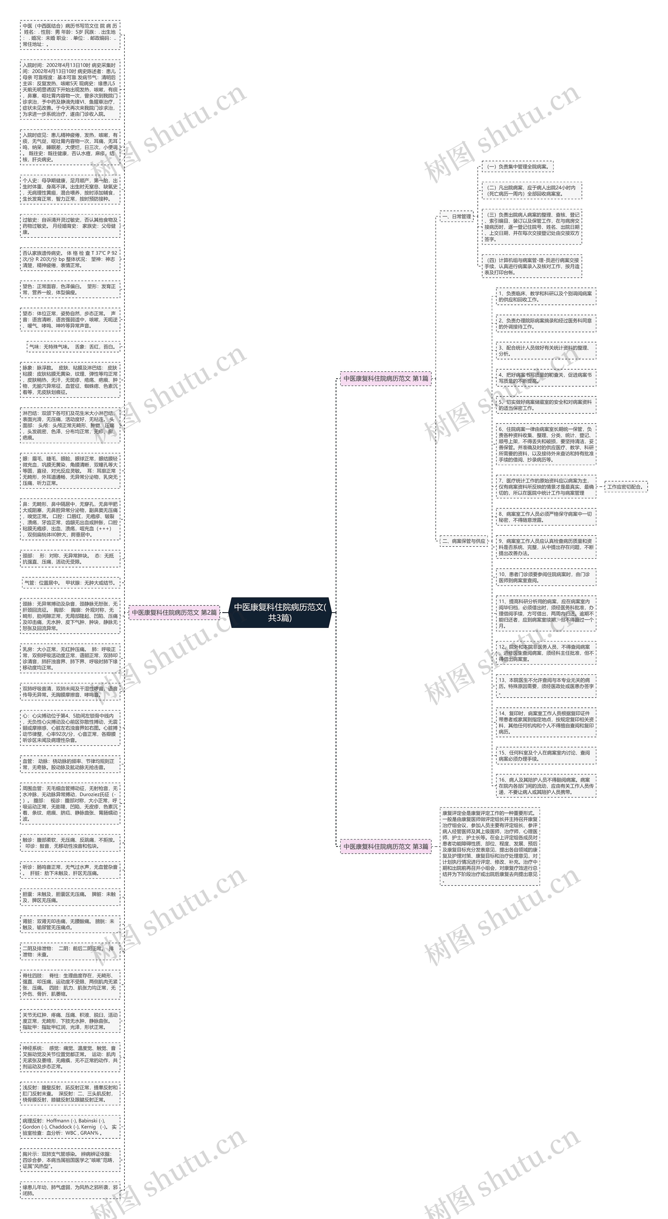 中医康复科住院病历范文(共3篇)思维导图