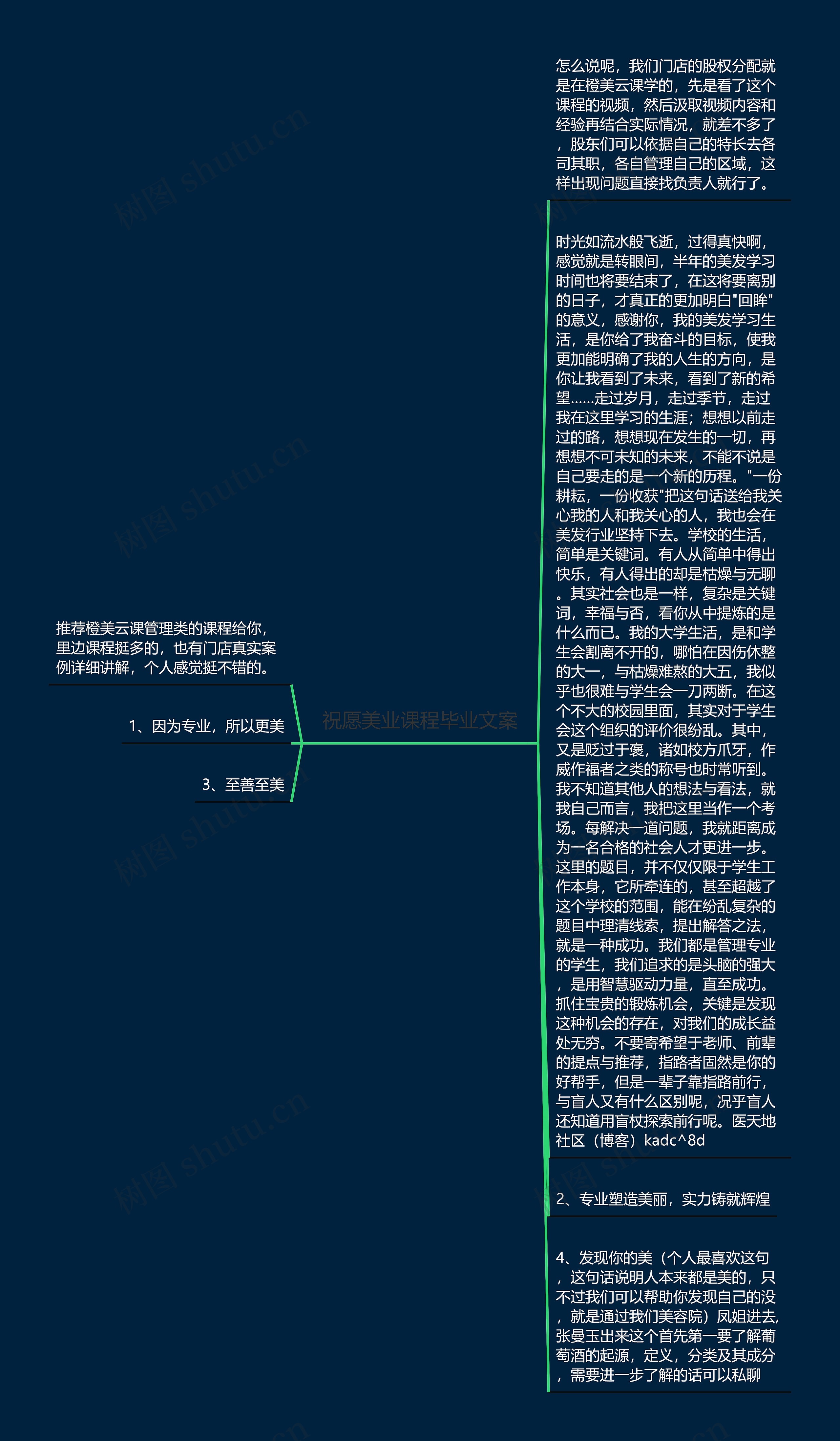 祝愿美业课程毕业文案思维导图