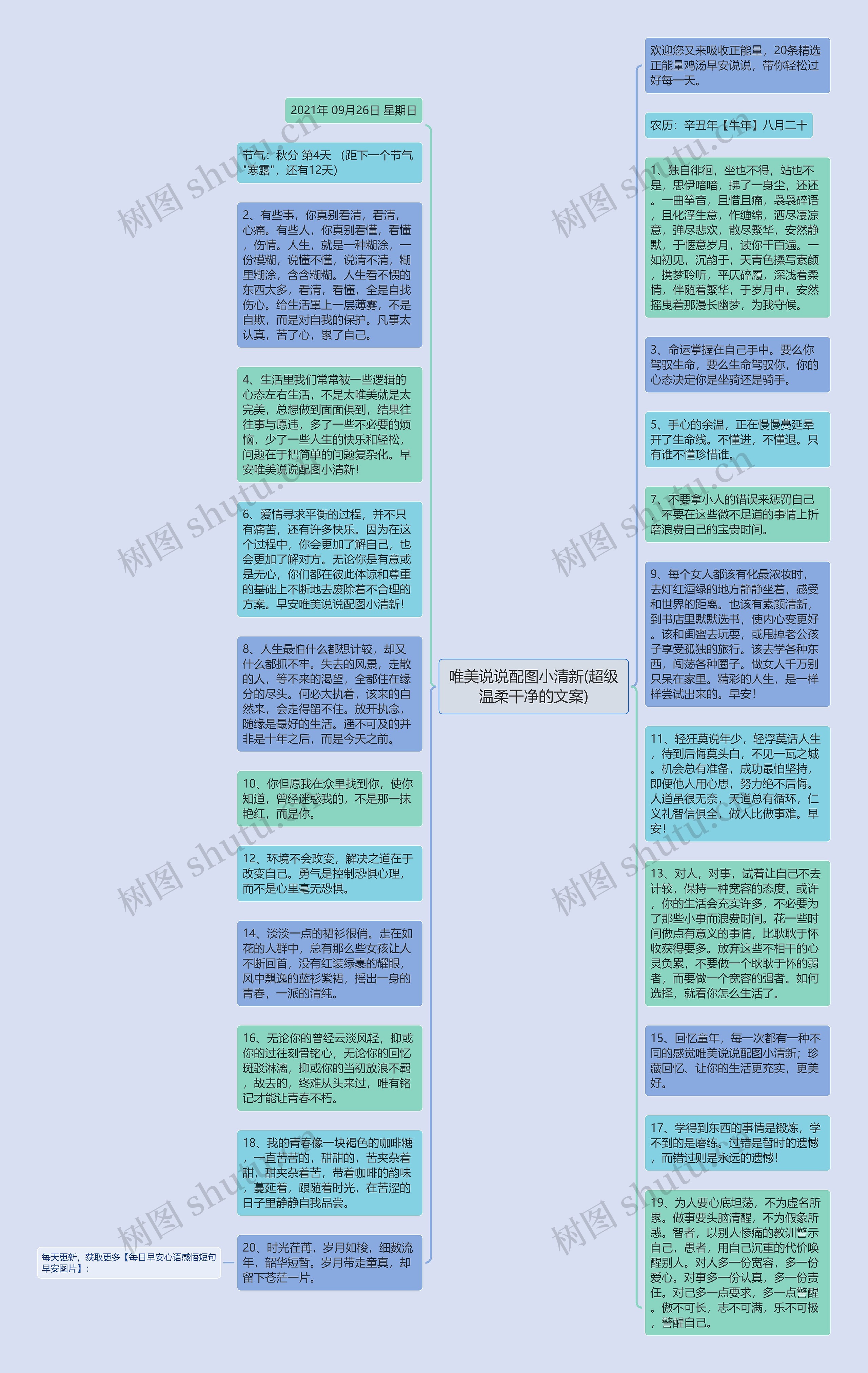 唯美说说配图小清新(超级温柔干净的文案)思维导图