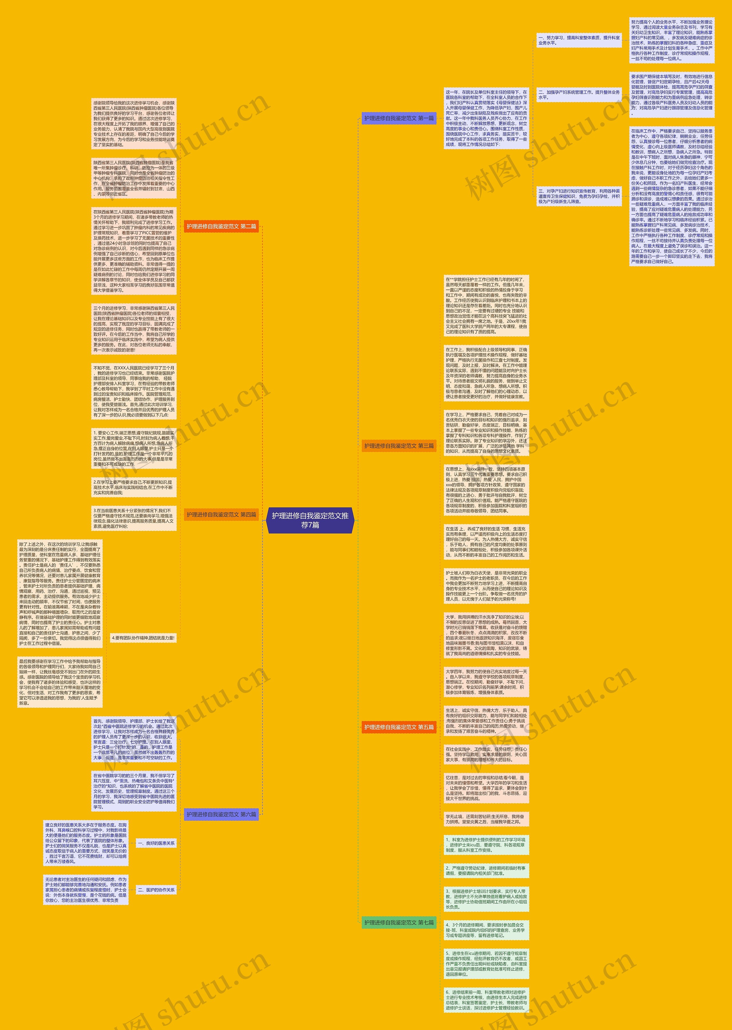 护理进修自我鉴定范文推荐7篇思维导图