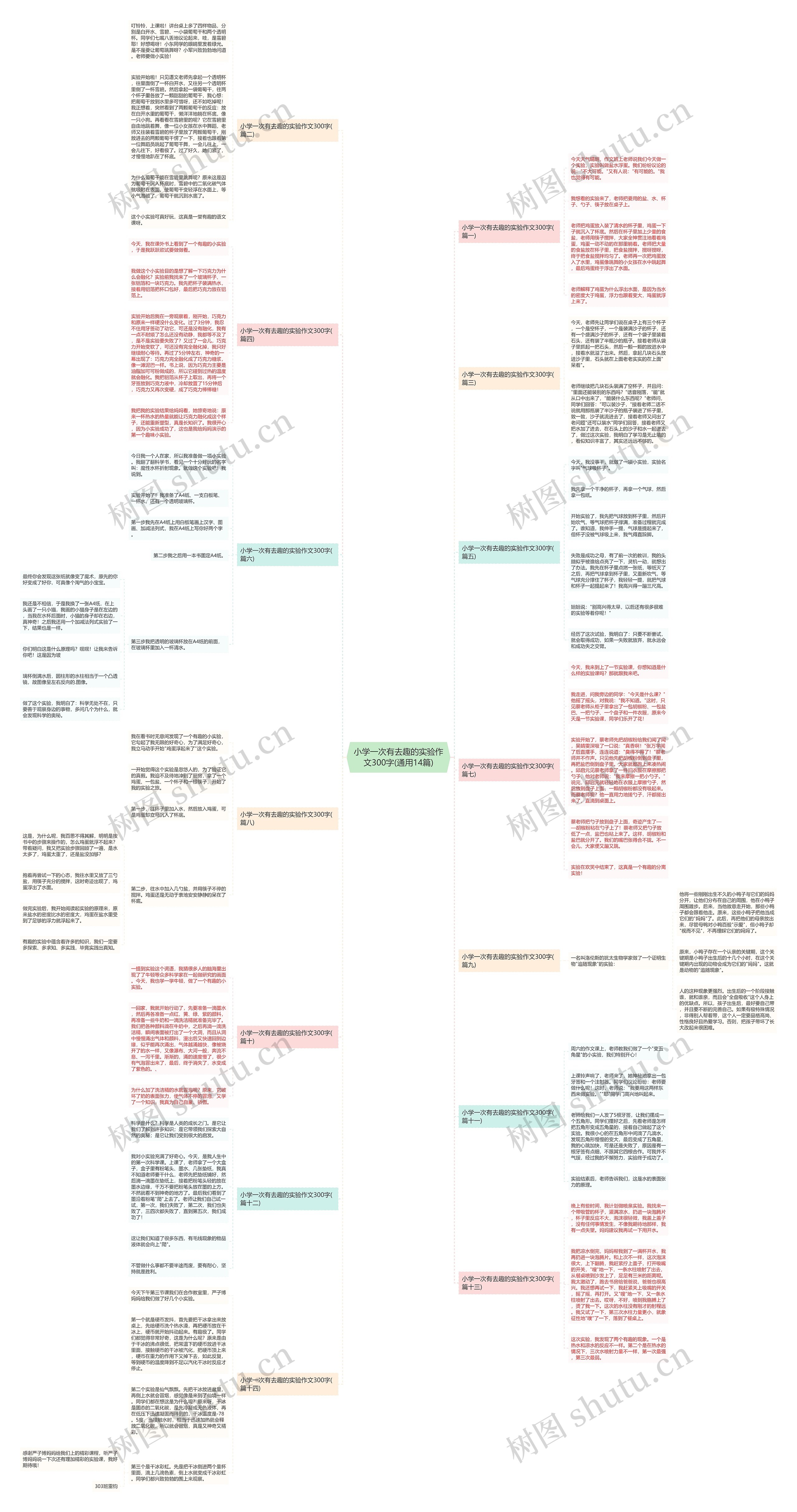 小学一次有去趣的实验作文300字(通用14篇)思维导图