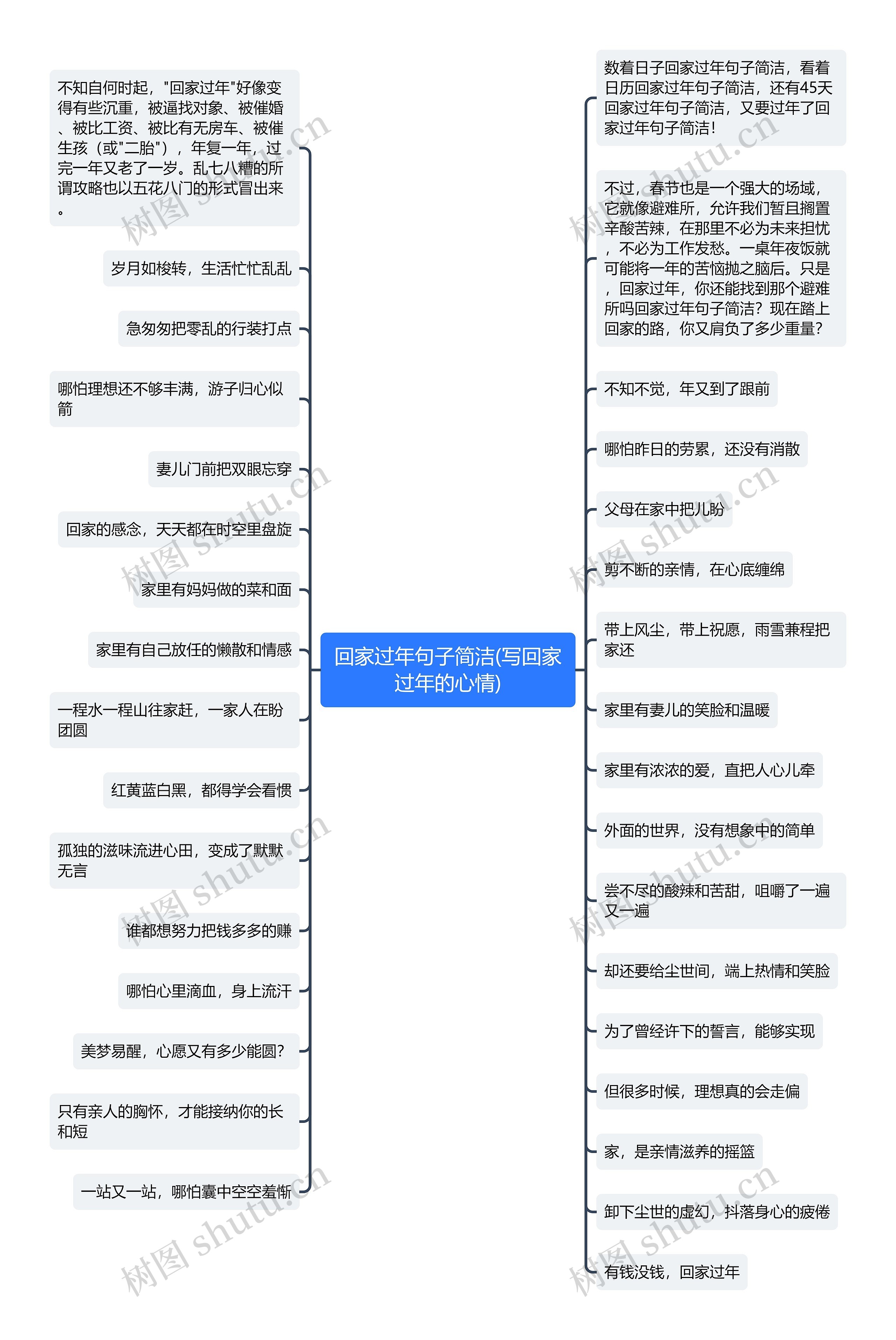 回家过年句子简洁(写回家过年的心情)思维导图