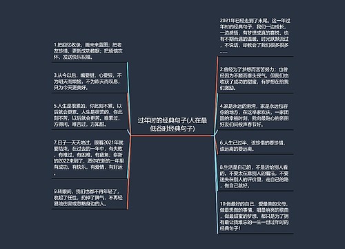 过年时的经典句子(人在最低谷时经典句子)思维导图