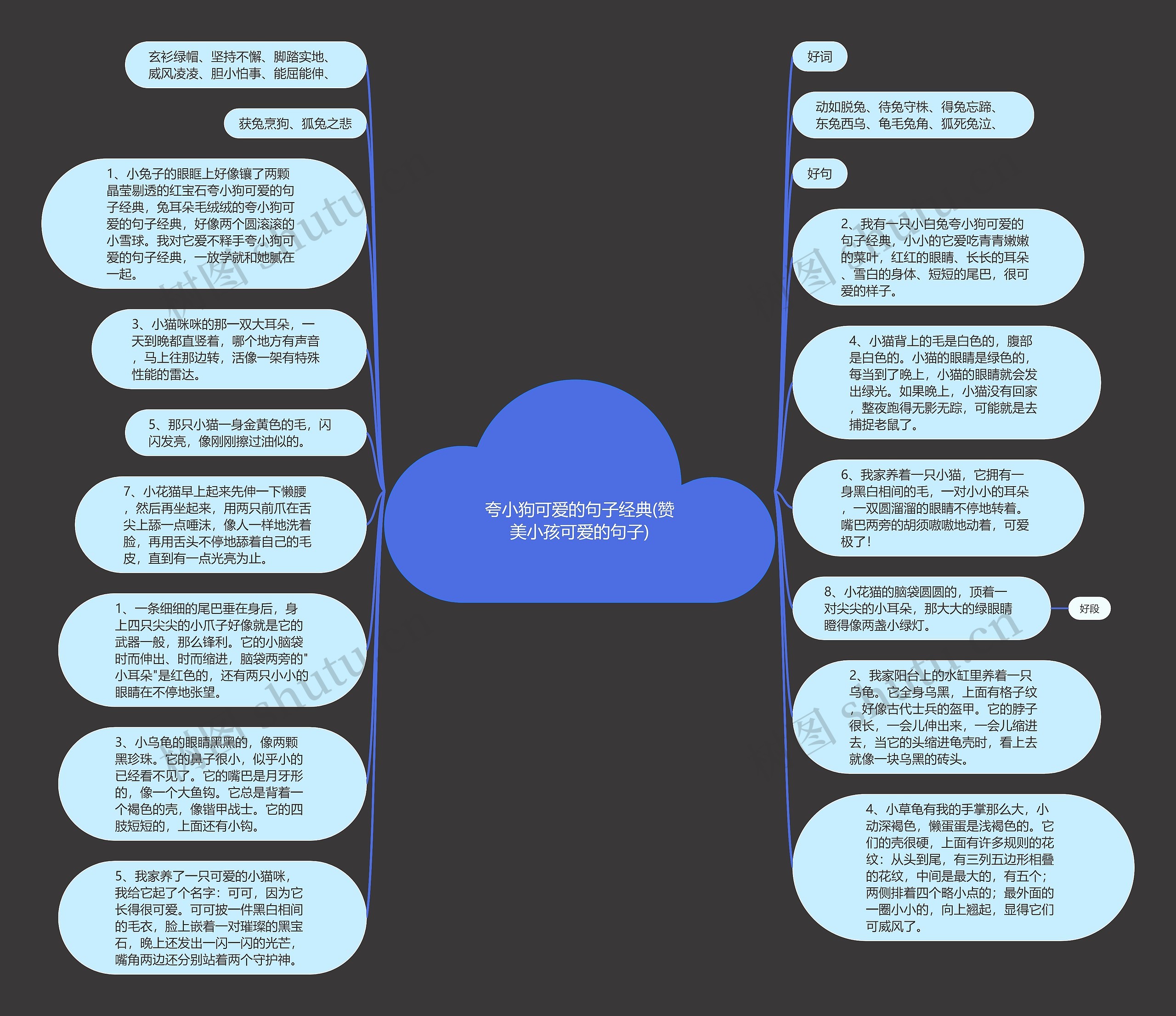 夸小狗可爱的句子经典(赞美小孩可爱的句子)思维导图