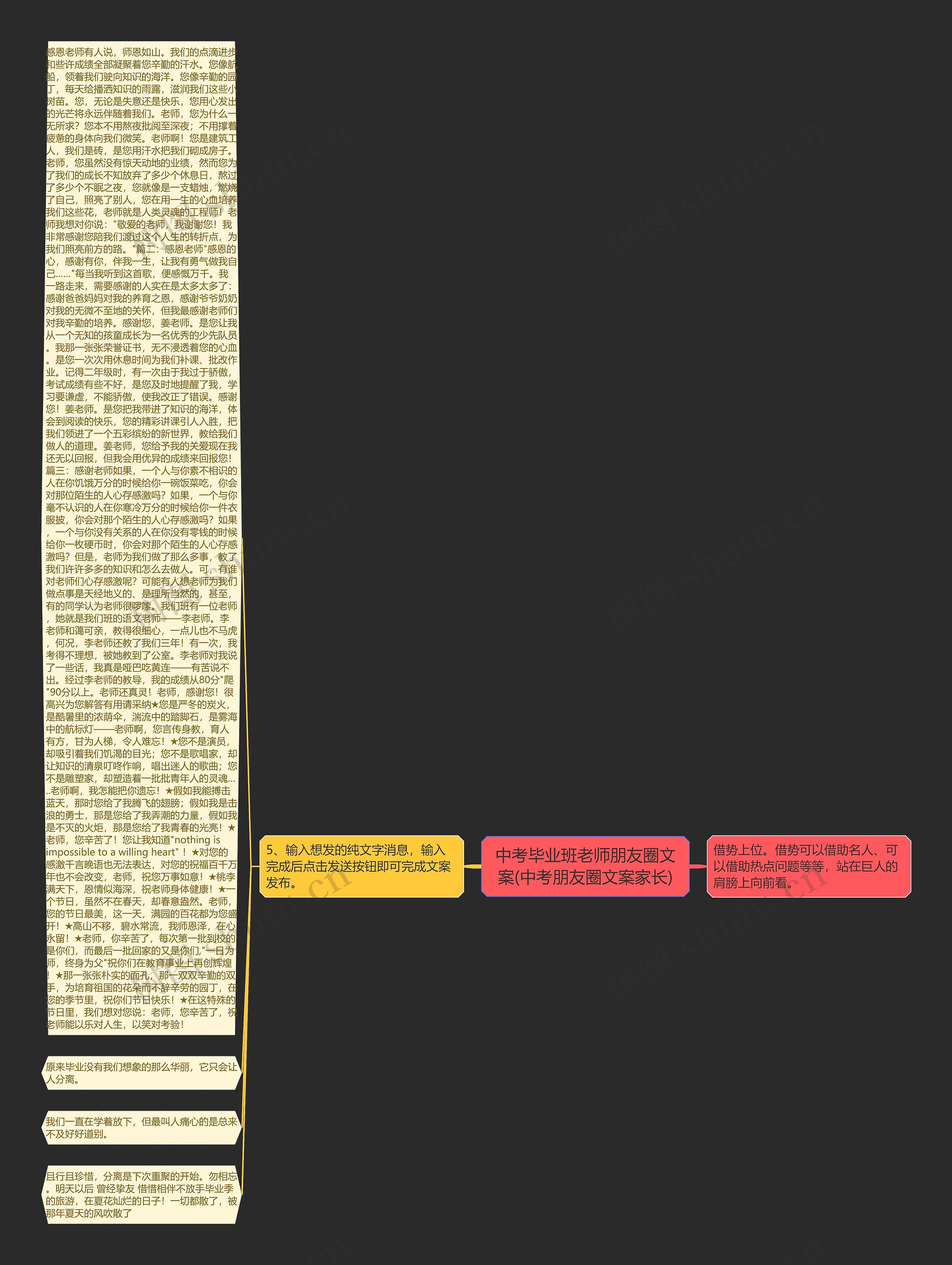 中考毕业班老师朋友圈文案(中考朋友圈文案家长)思维导图