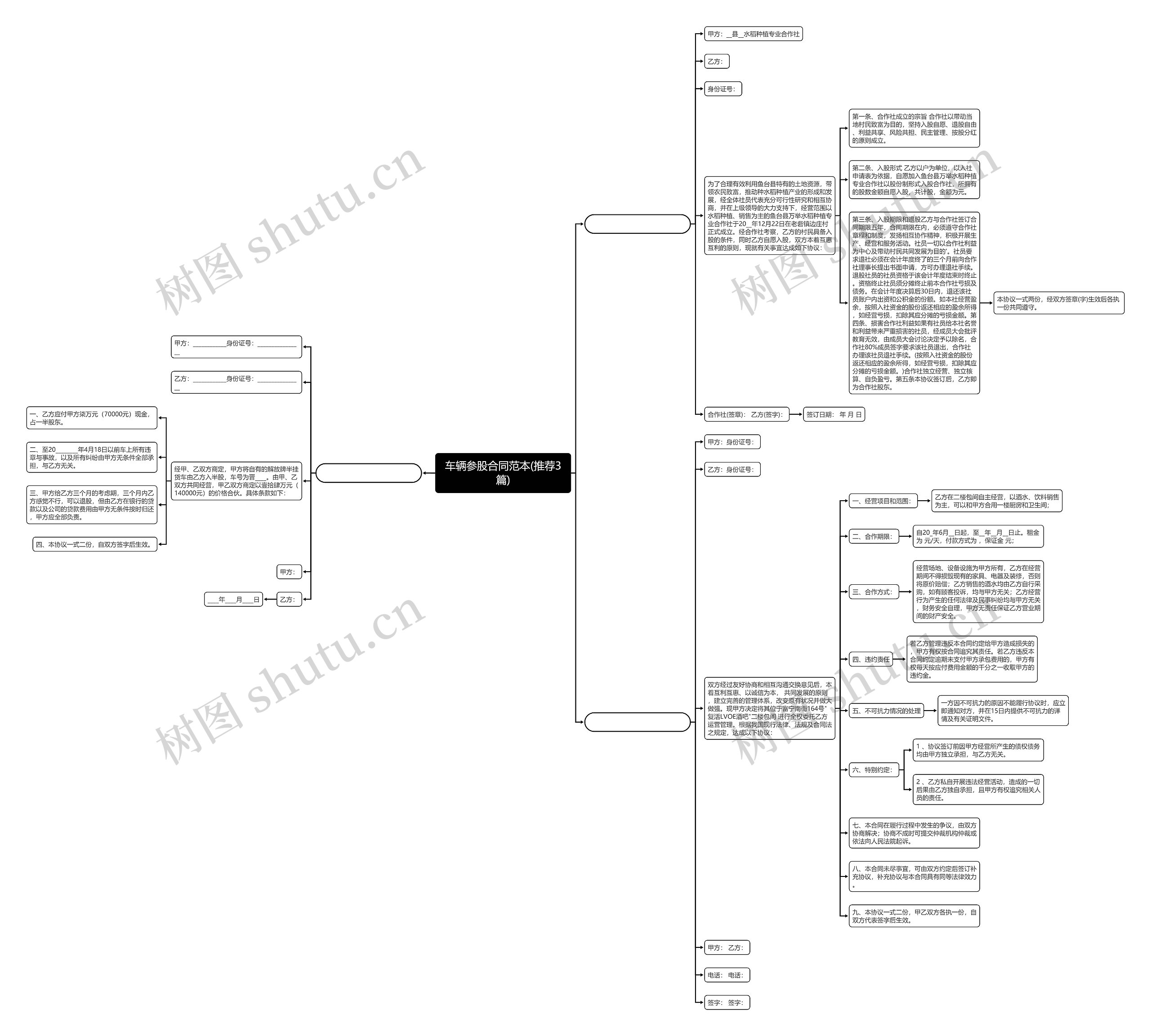 车辆参股合同范本(推荐3篇)思维导图