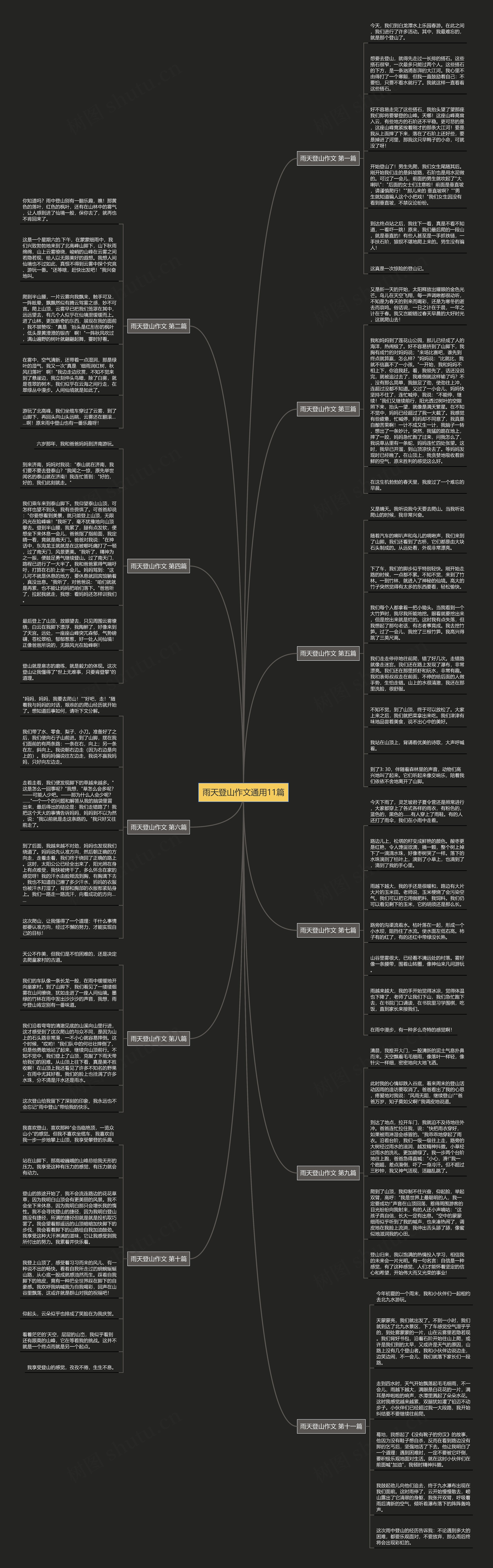 雨天登山作文通用11篇思维导图