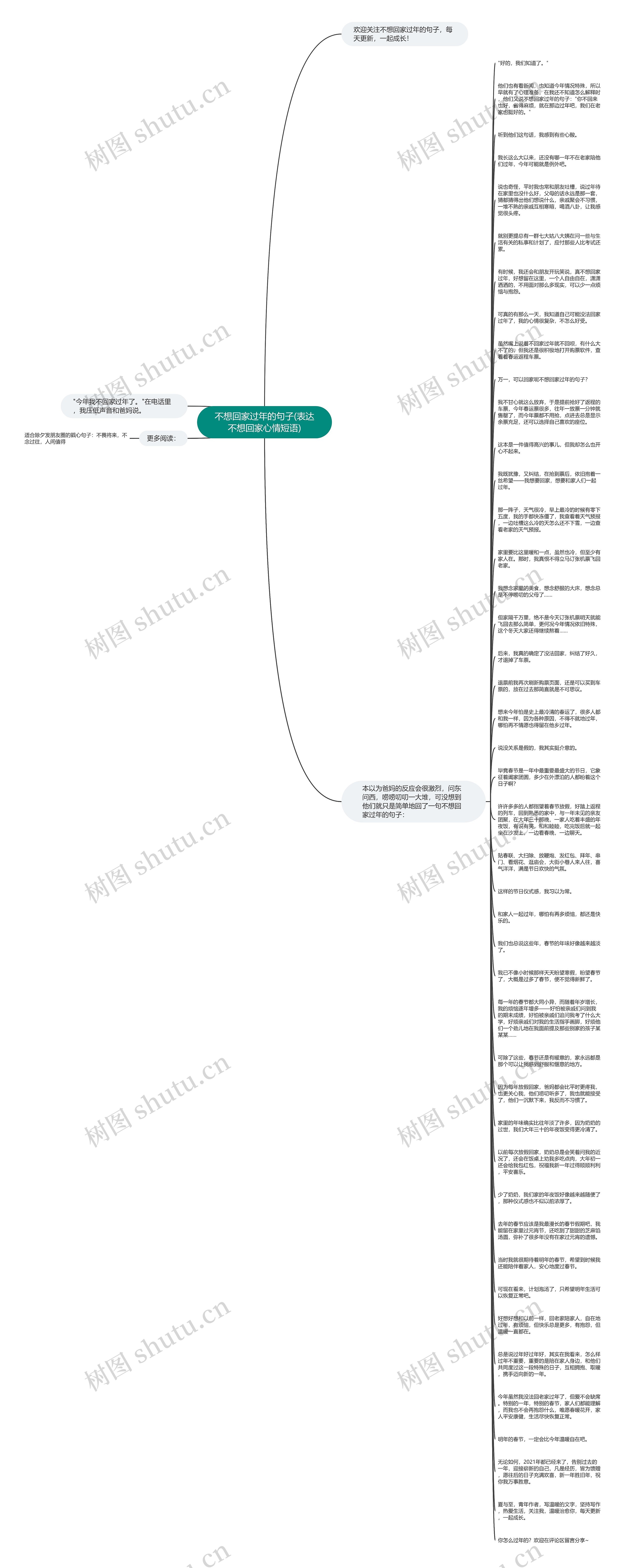 不想回家过年的句子(表达不想回家心情短语)思维导图