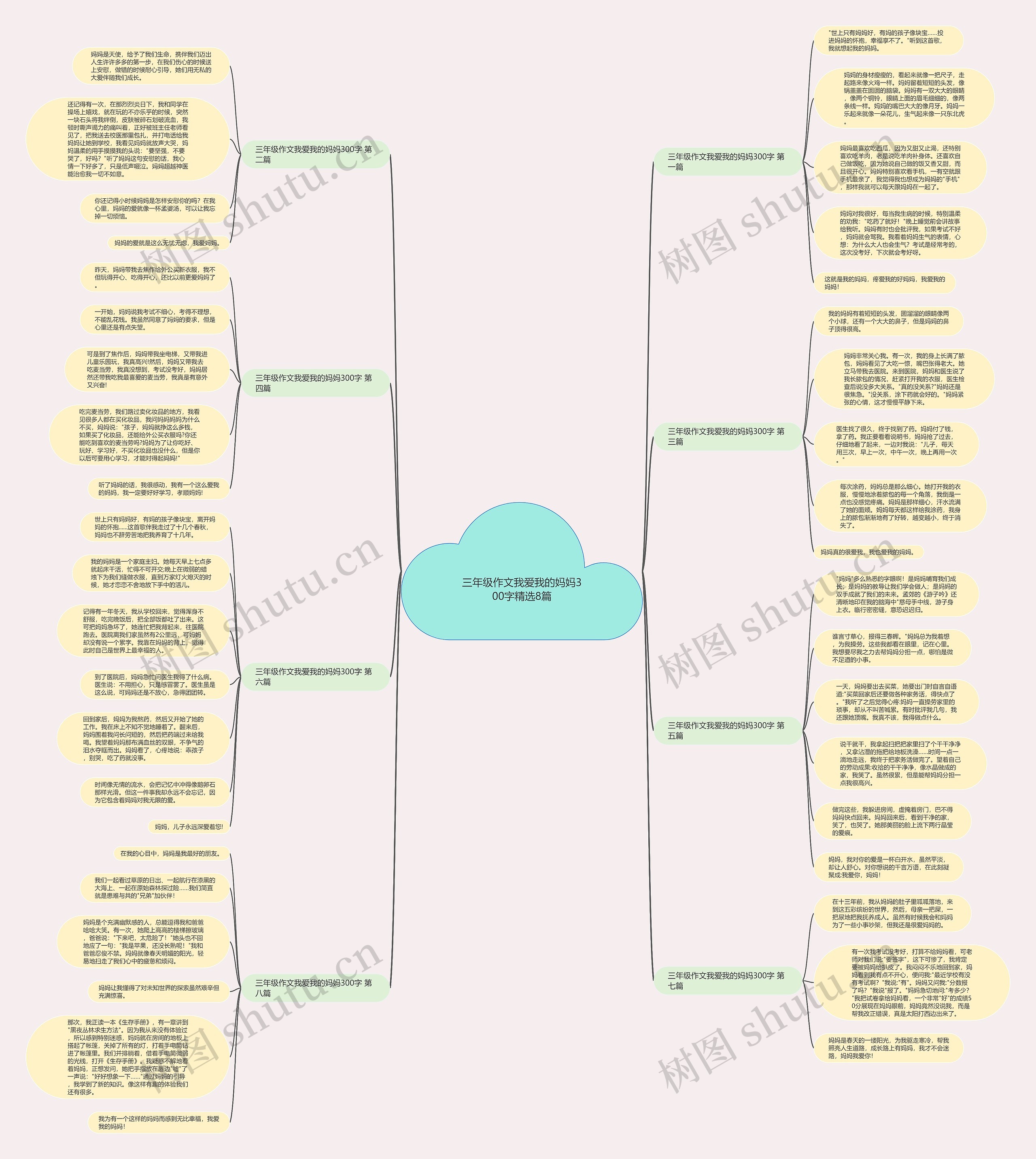 三年级作文我爱我的妈妈300字精选8篇思维导图