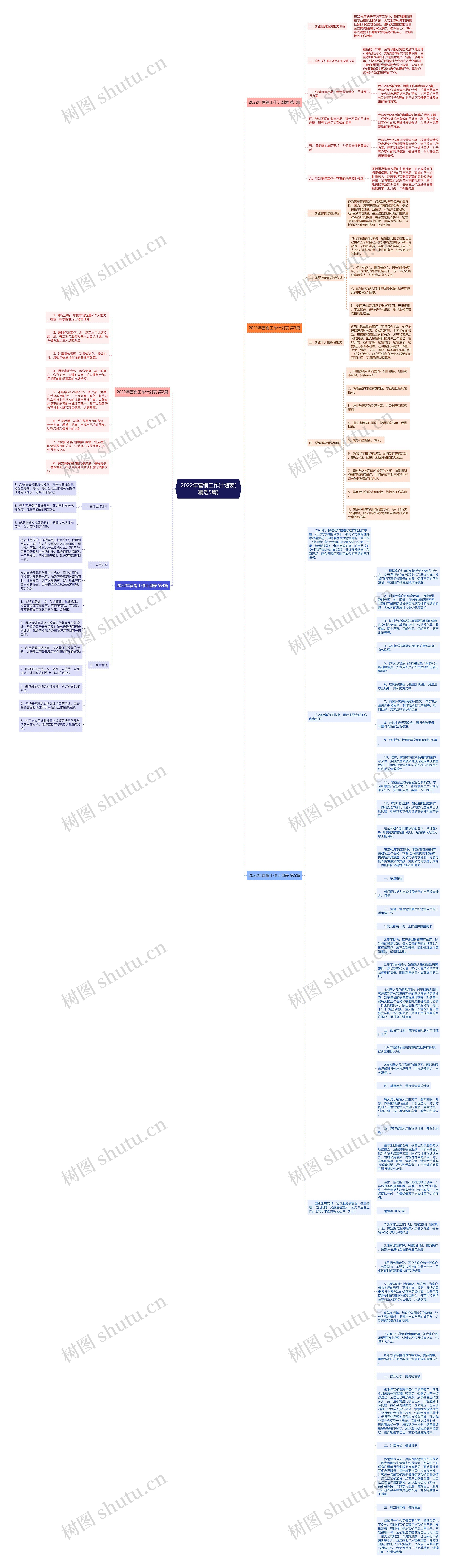 2022年营销工作计划表(精选5篇)思维导图