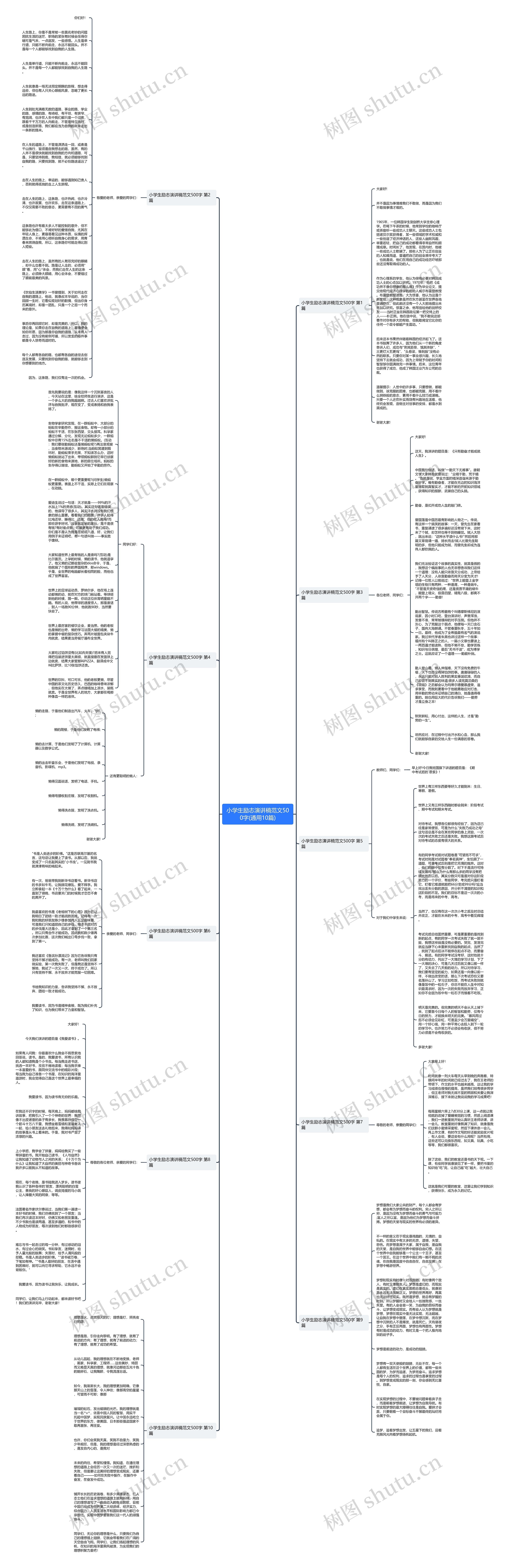 小学生励志演讲稿范文500字(通用10篇)思维导图