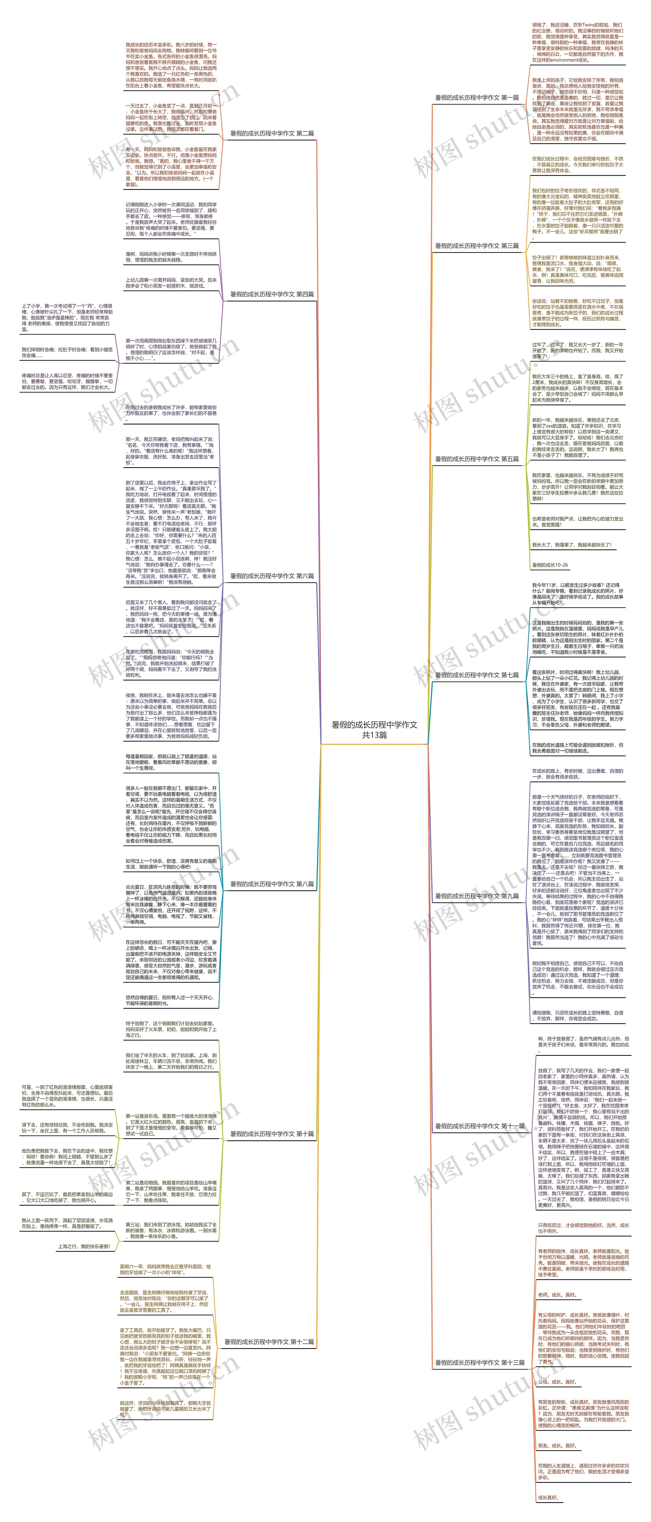 暑假的成长历程中学作文共13篇思维导图