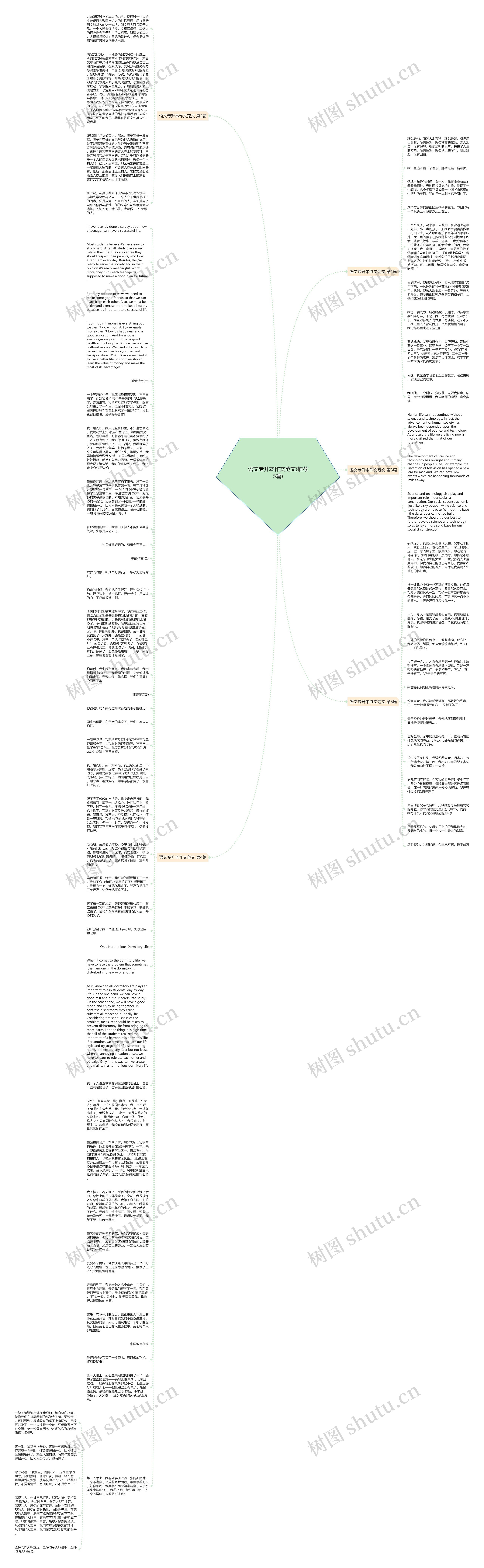 语文专升本作文范文(推荐5篇)思维导图