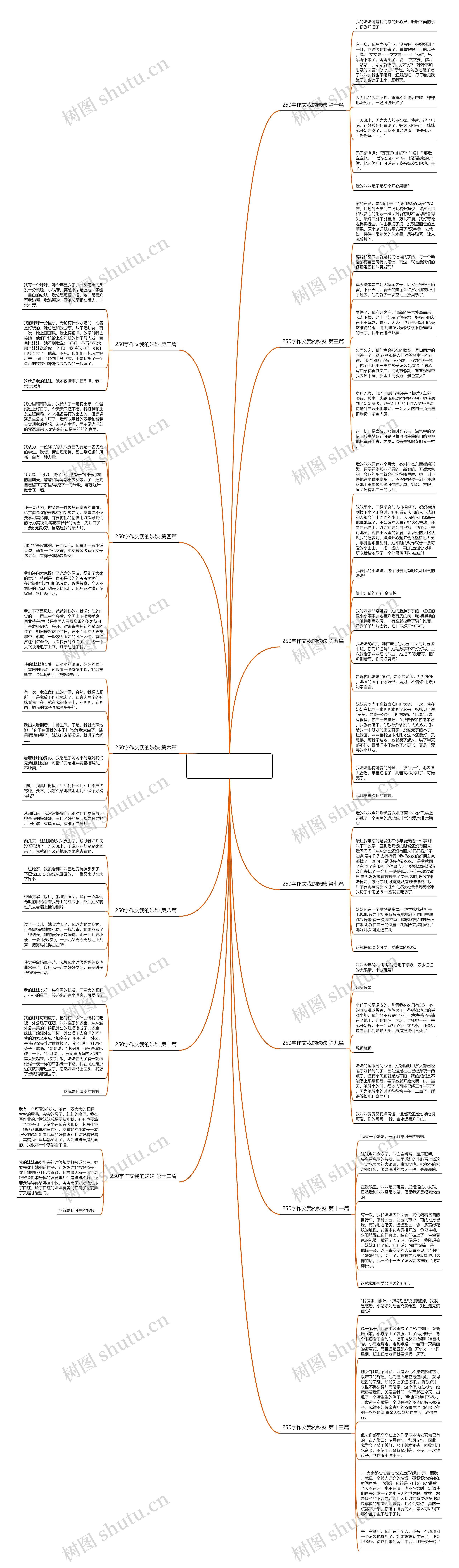 250字作文我的妹妹共13篇思维导图