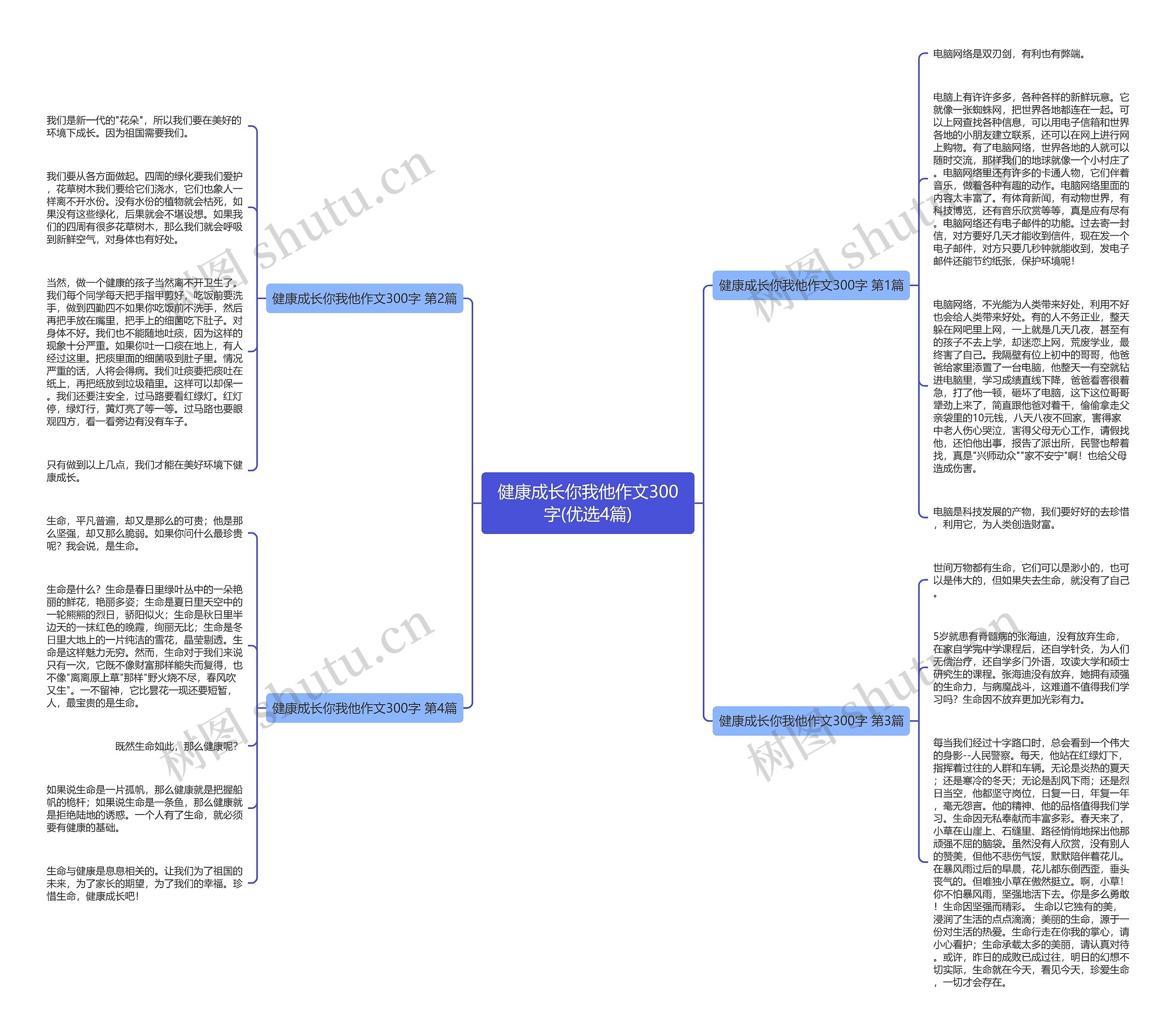 健康成长你我他作文300字(优选4篇)思维导图