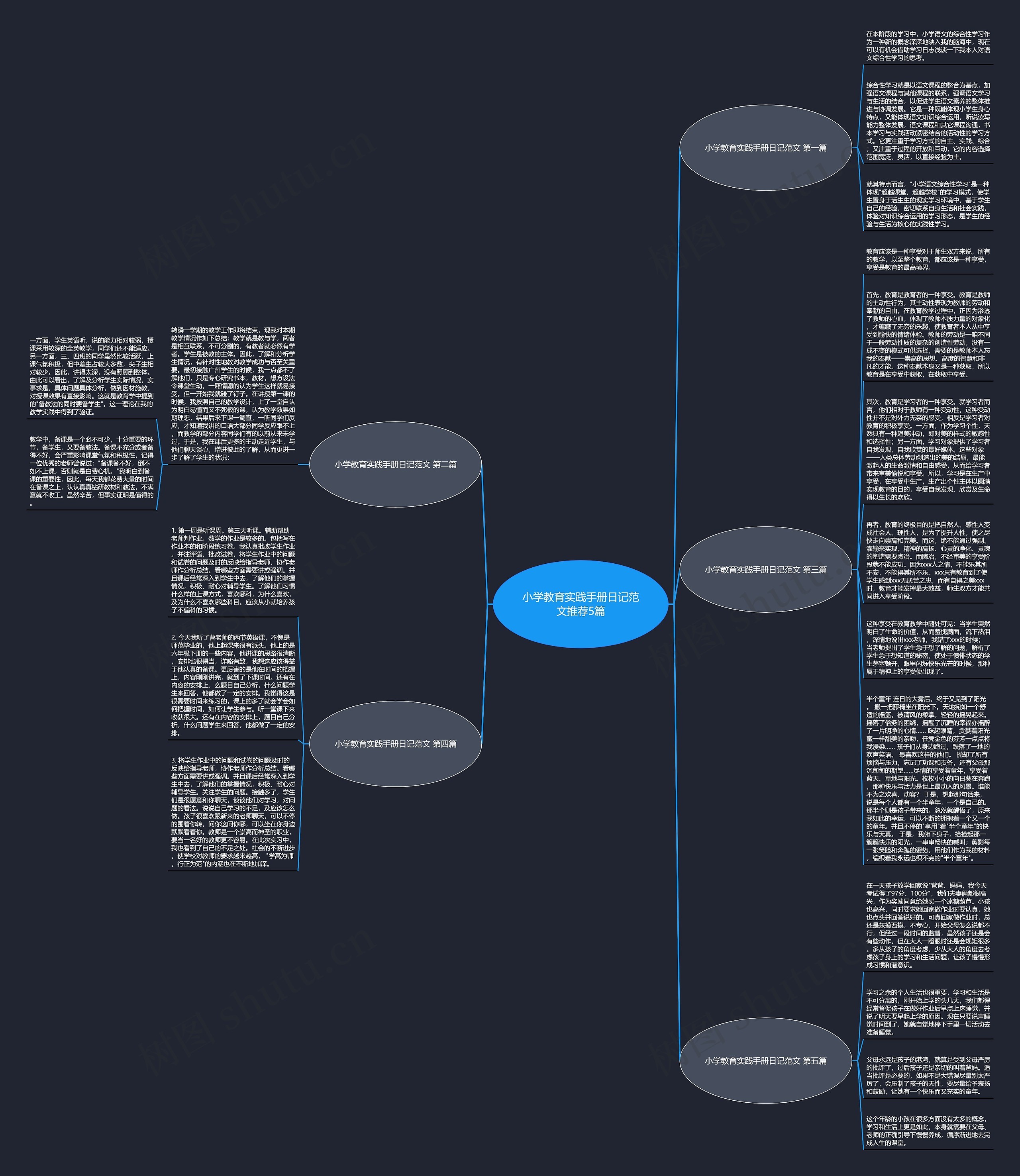 小学教育实践手册日记范文推荐5篇思维导图