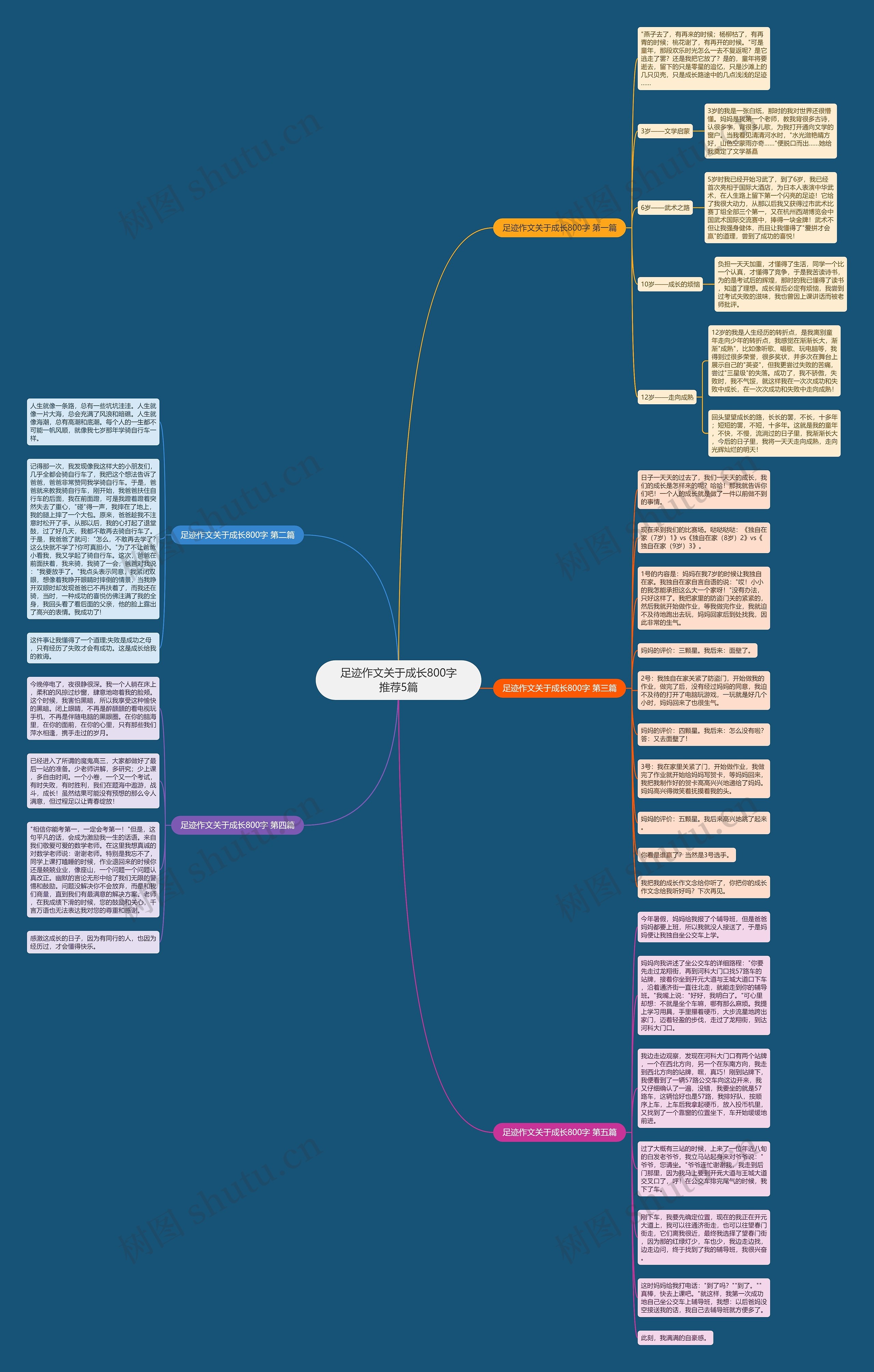 足迹作文关于成长800字推荐5篇思维导图