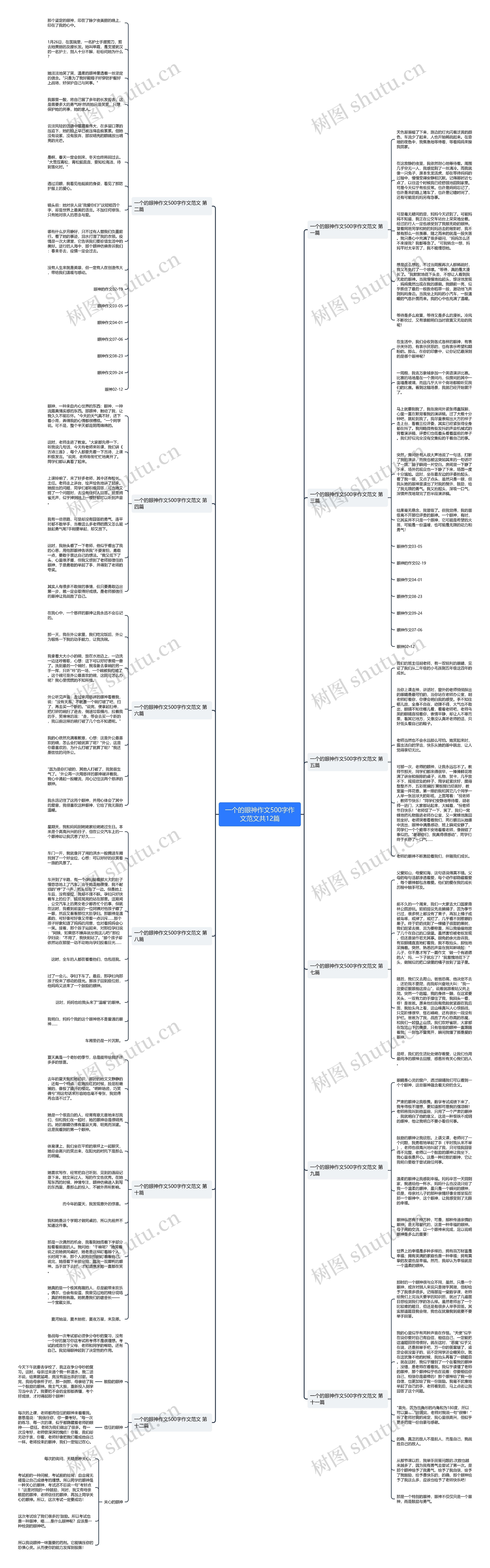 一个的眼神作文500字作文范文共12篇思维导图