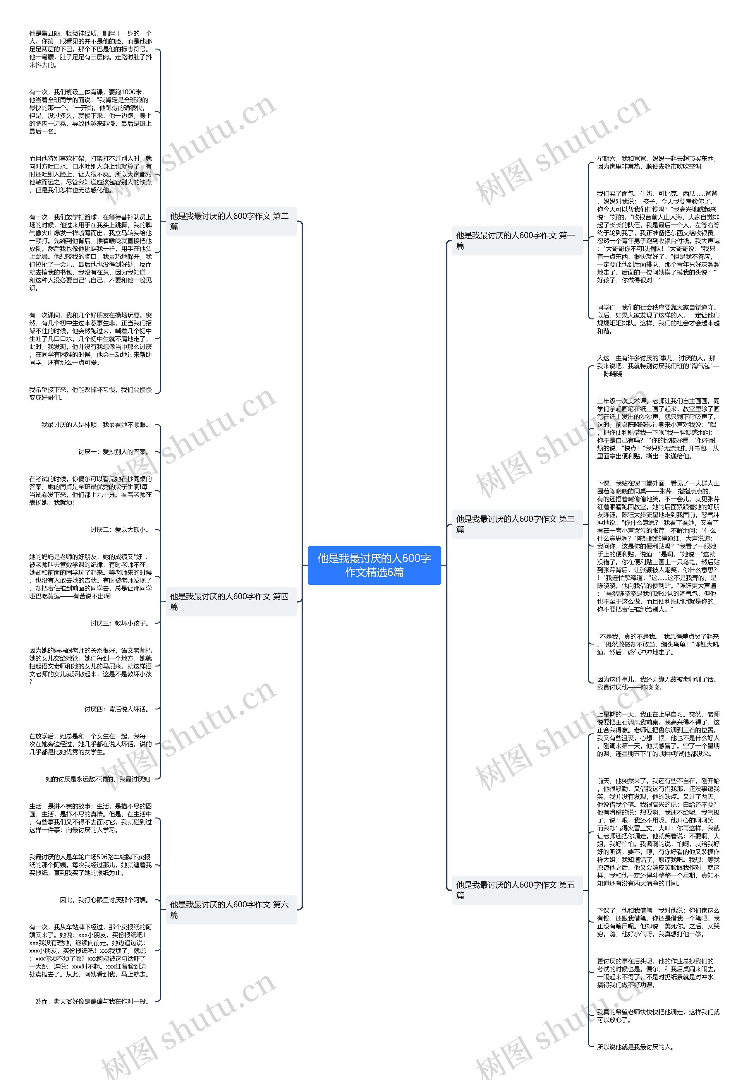 他是我最讨厌的人600字作文精选6篇思维导图