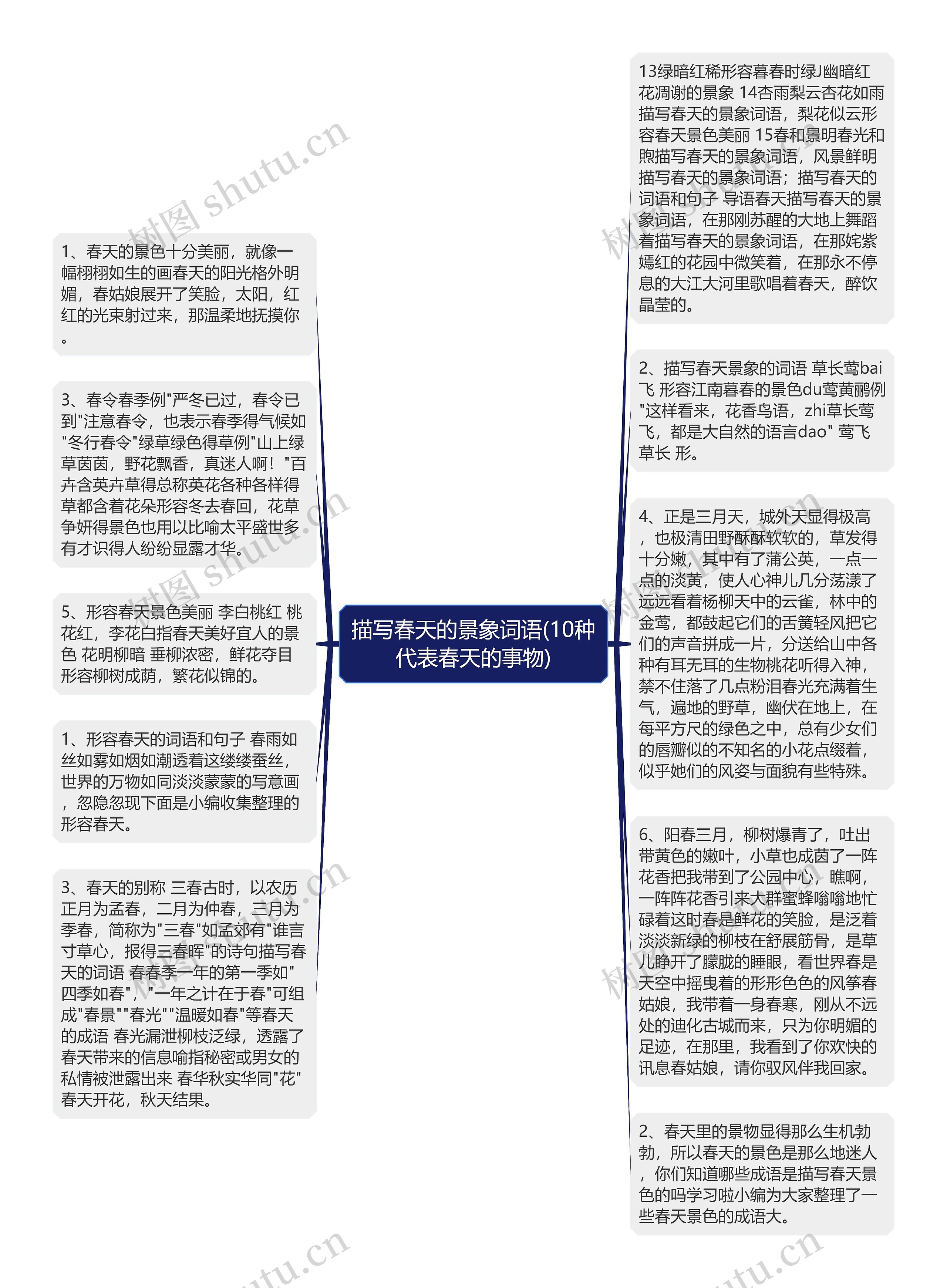 描写春天的景象词语(10种代表春天的事物)思维导图