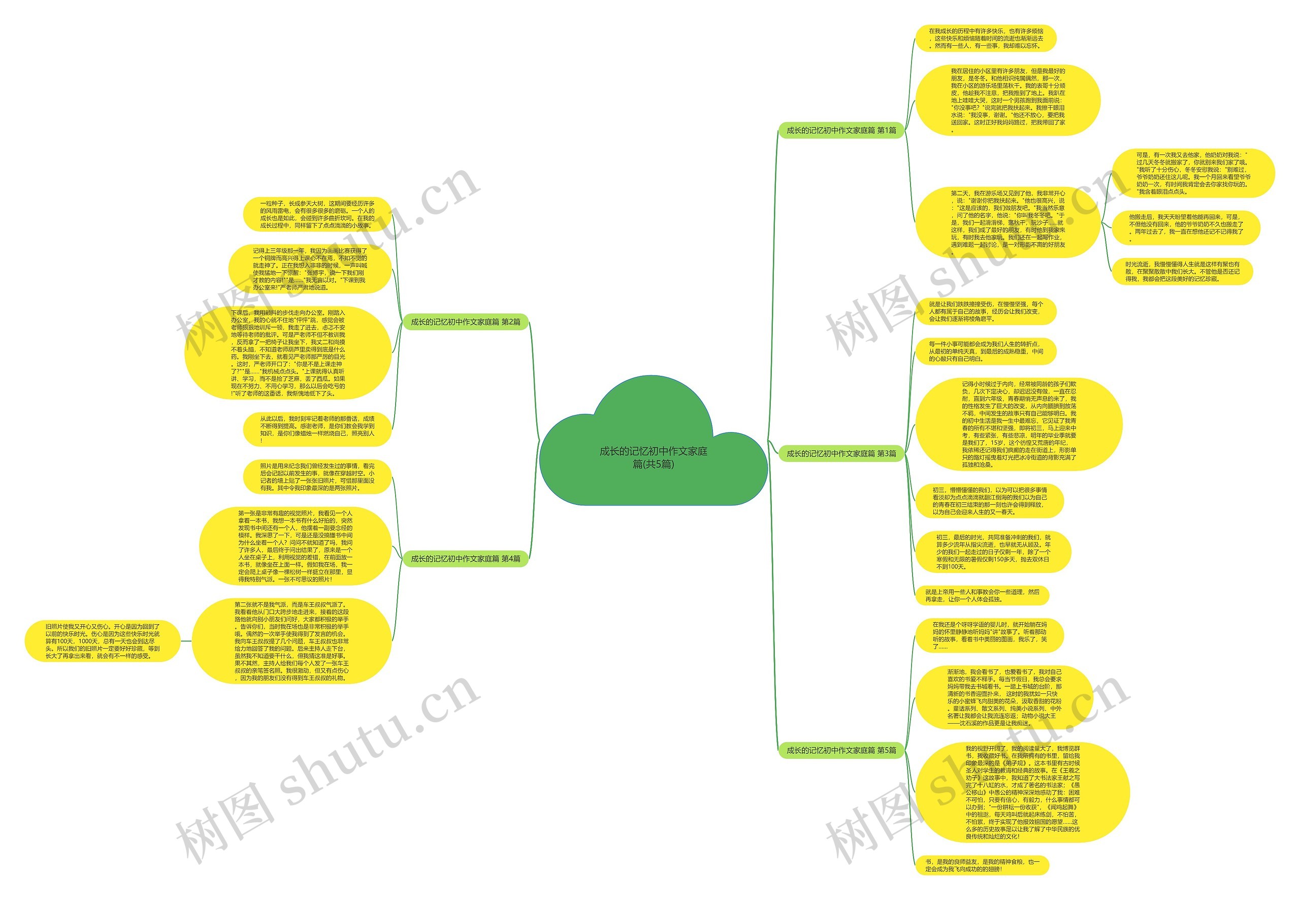 成长的记忆初中作文家庭篇(共5篇)思维导图
