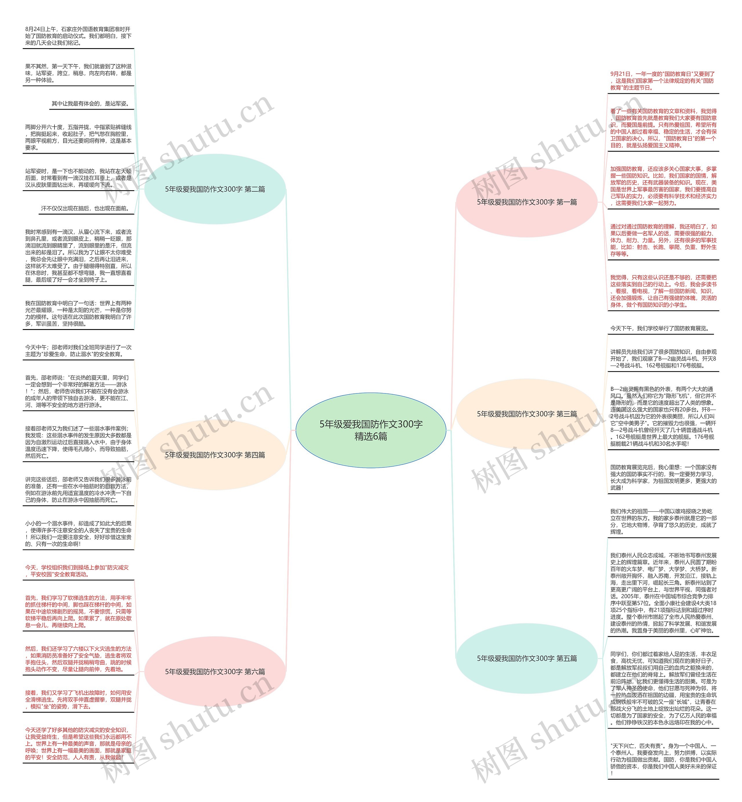 5年级爱我国防作文300字精选6篇思维导图