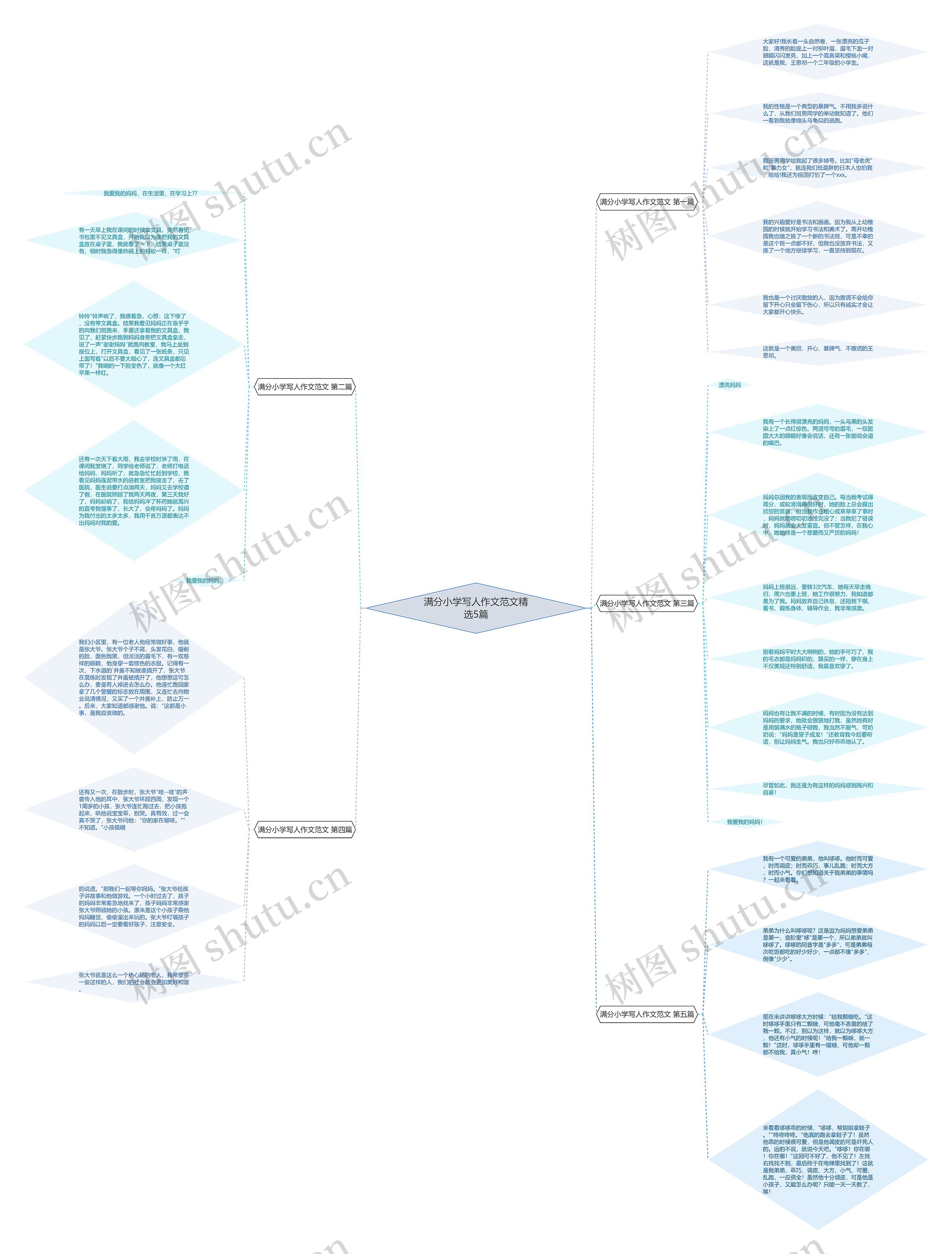 满分小学写人作文范文精选5篇思维导图