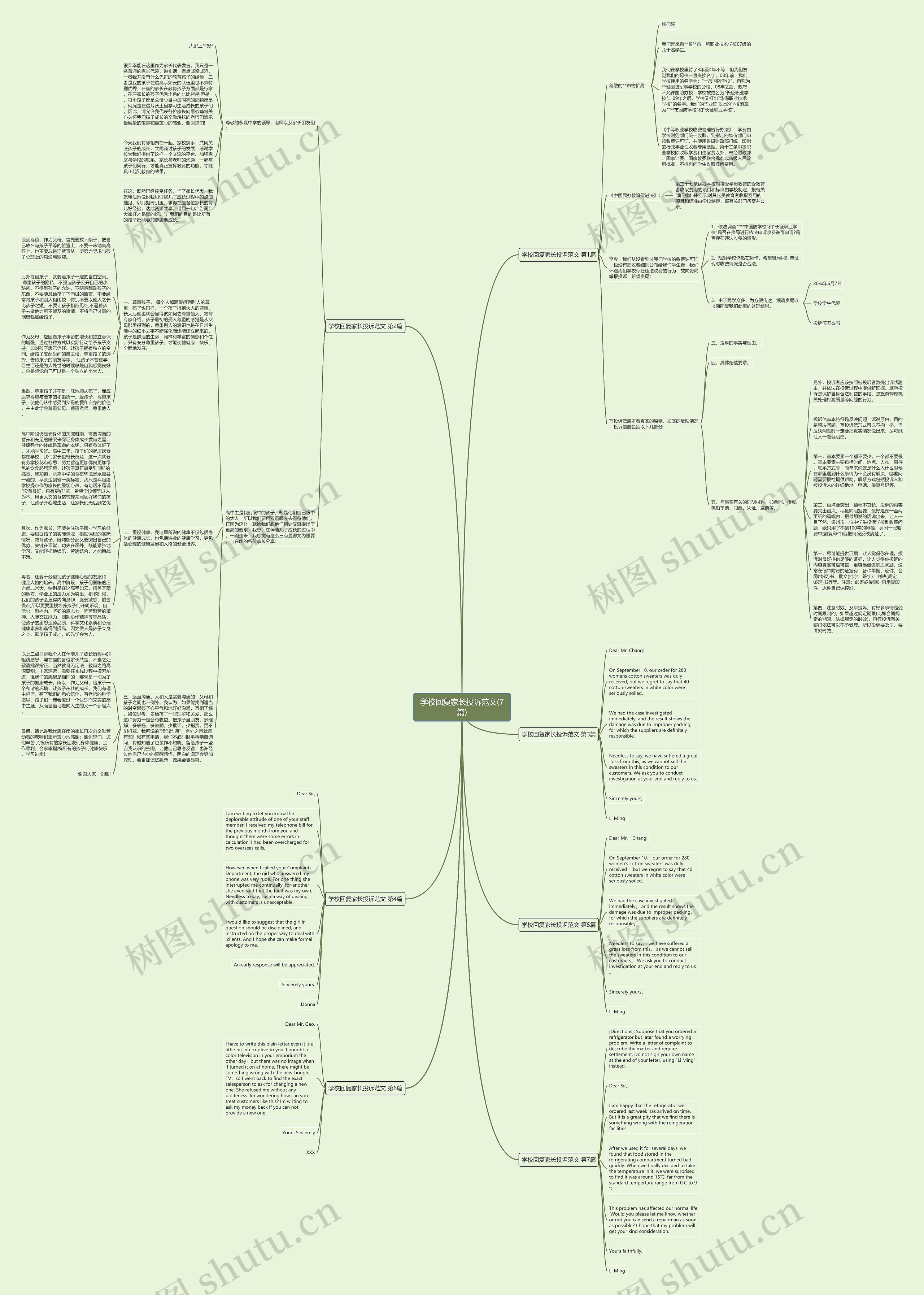 学校回复家长投诉范文(7篇)思维导图