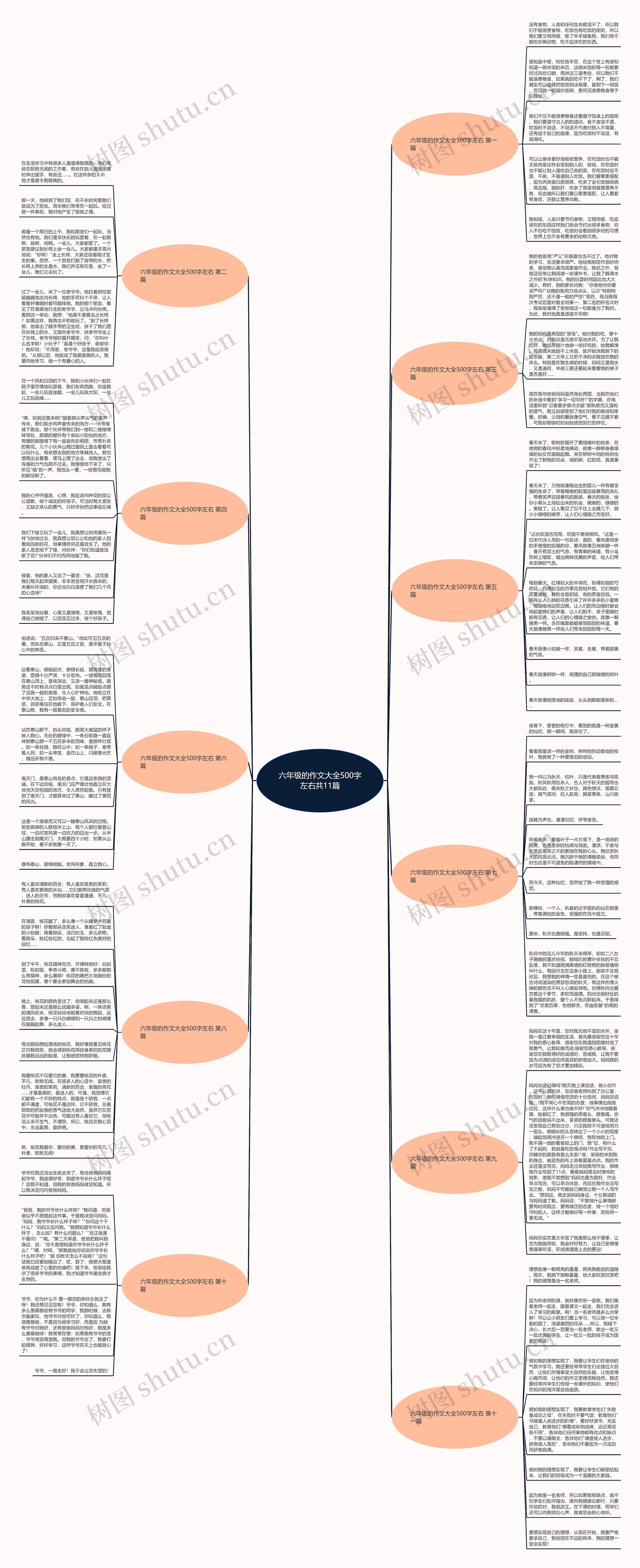 六年级的作文大全500字左右共11篇思维导图