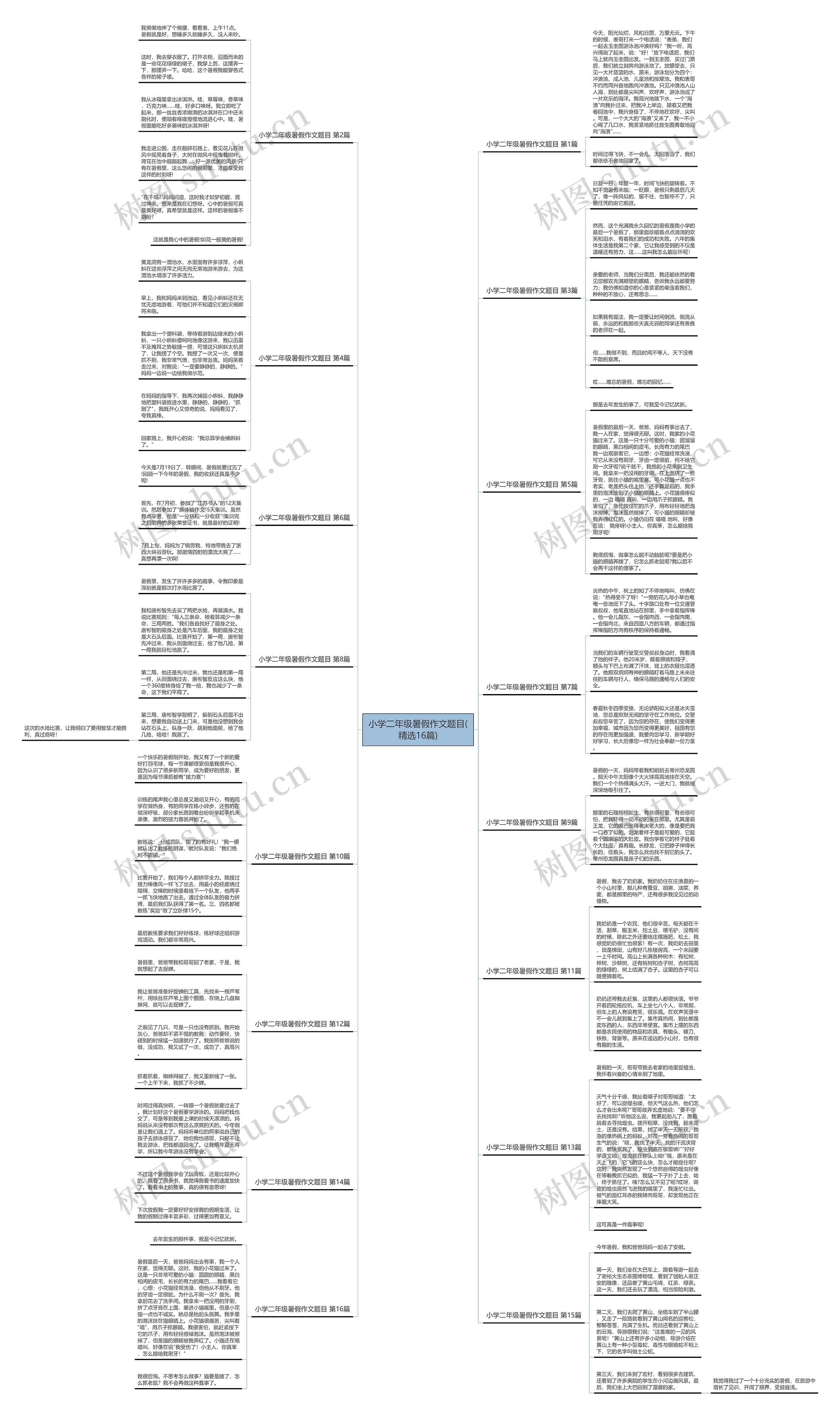 小学二年级暑假作文题目(精选16篇)思维导图