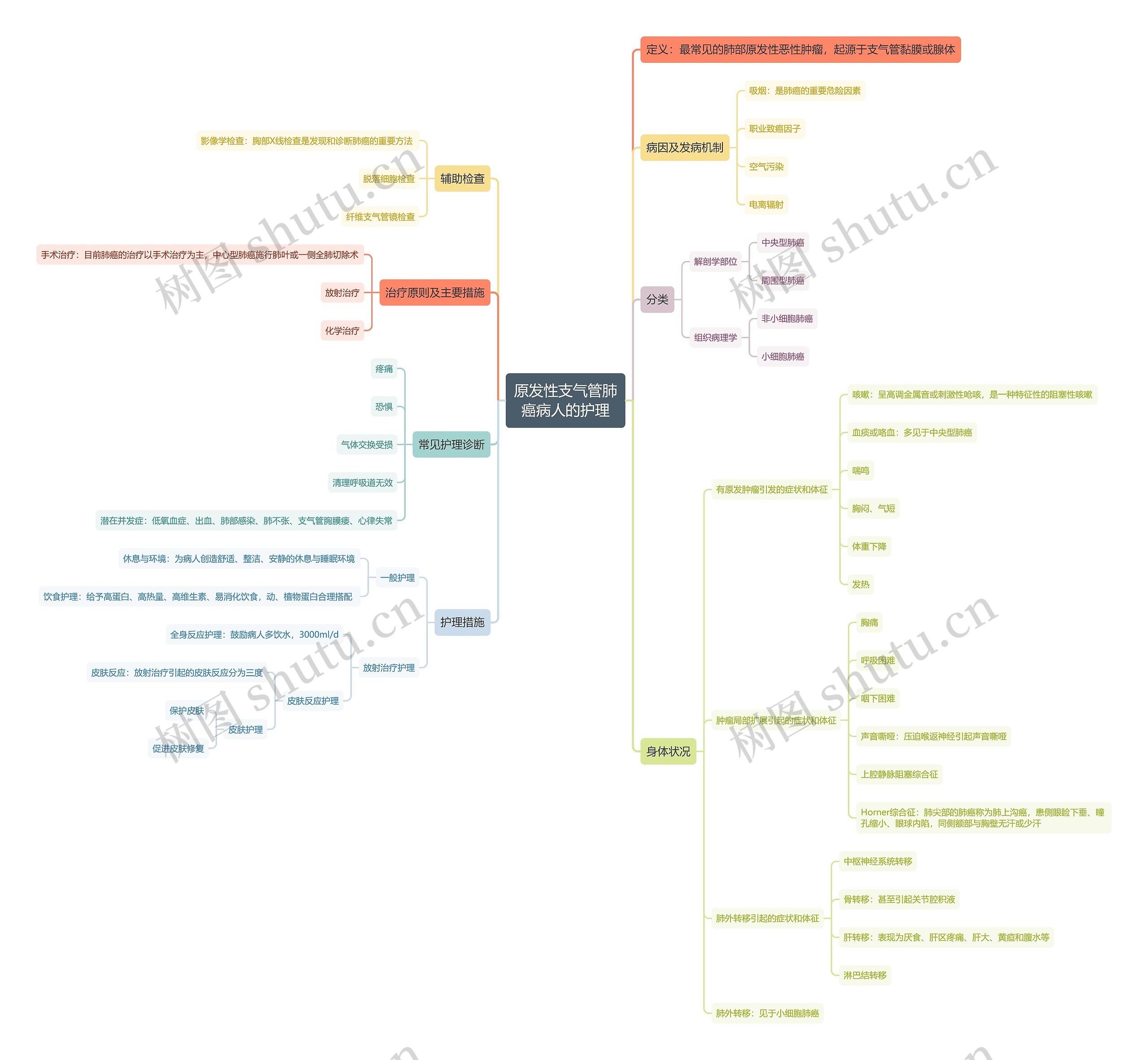 原发性支气管肺癌病人的护理思维导图