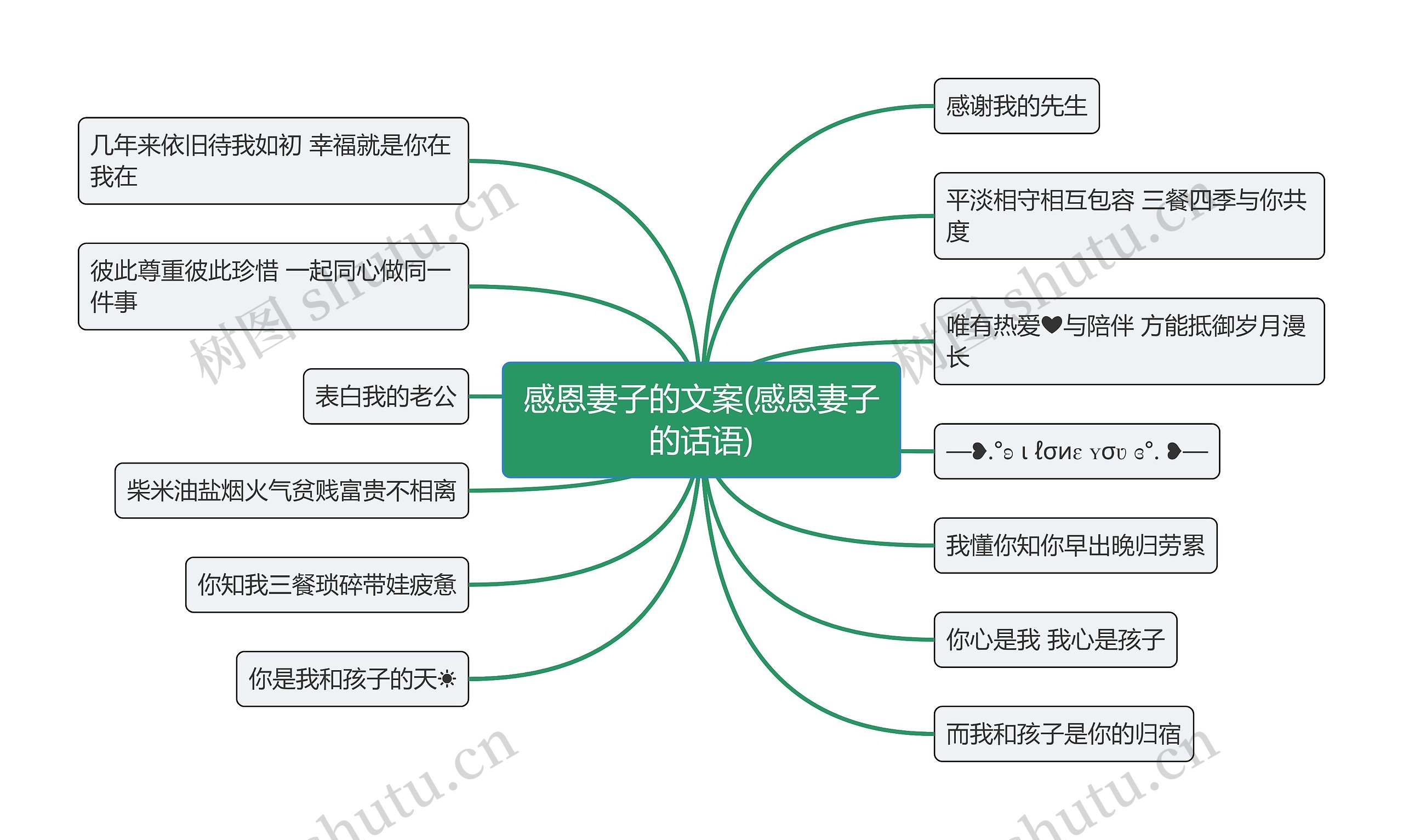 感恩妻子的文案(感恩妻子的话语)思维导图