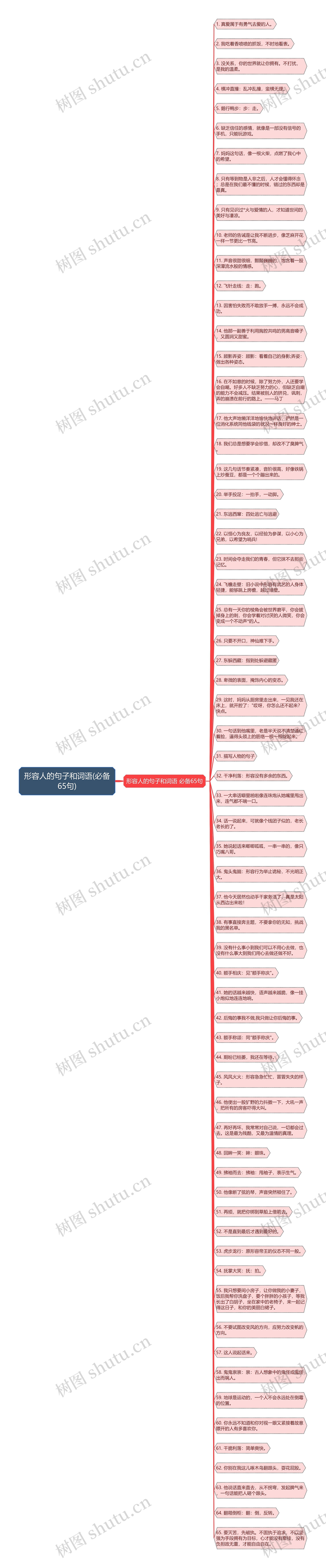 形容人的句子和词语(必备65句)思维导图
