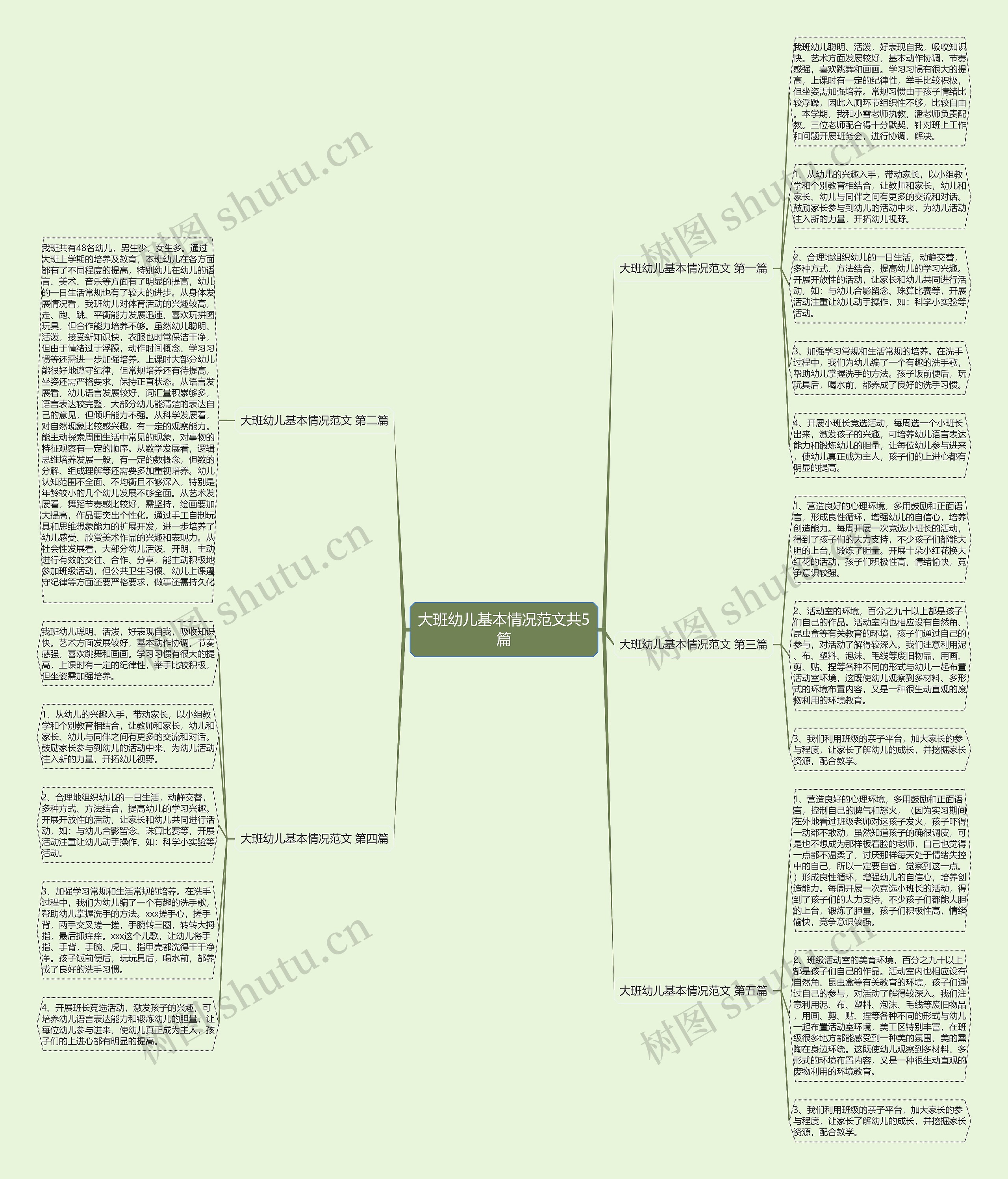 大班幼儿基本情况范文共5篇思维导图
