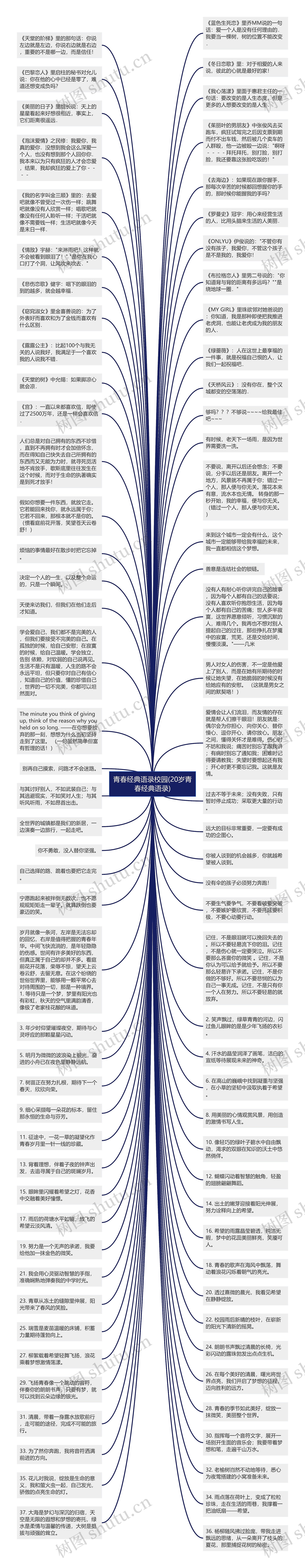 青春经典语录校园(20岁青春经典语录)思维导图