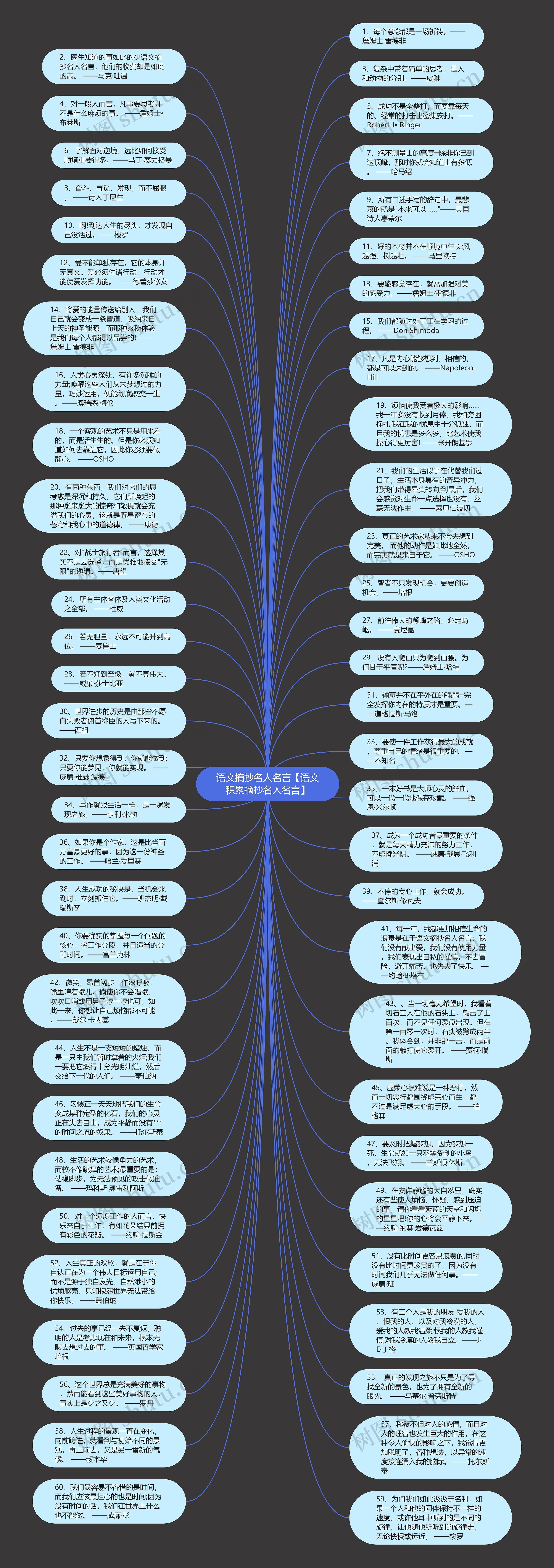 语文摘抄名人名言【语文积累摘抄名人名言】思维导图