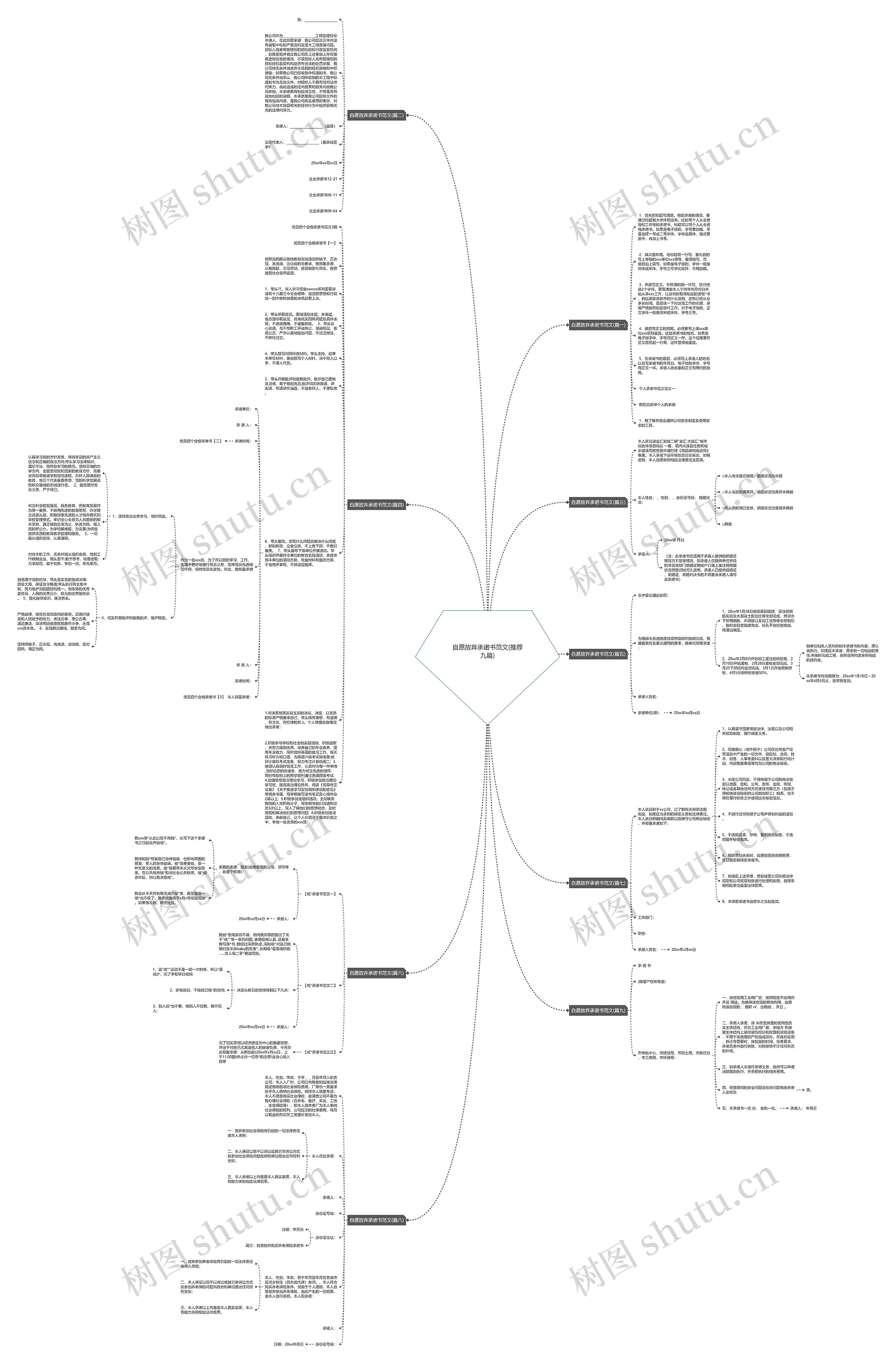 自愿放弃承诺书范文(推荐九篇)思维导图