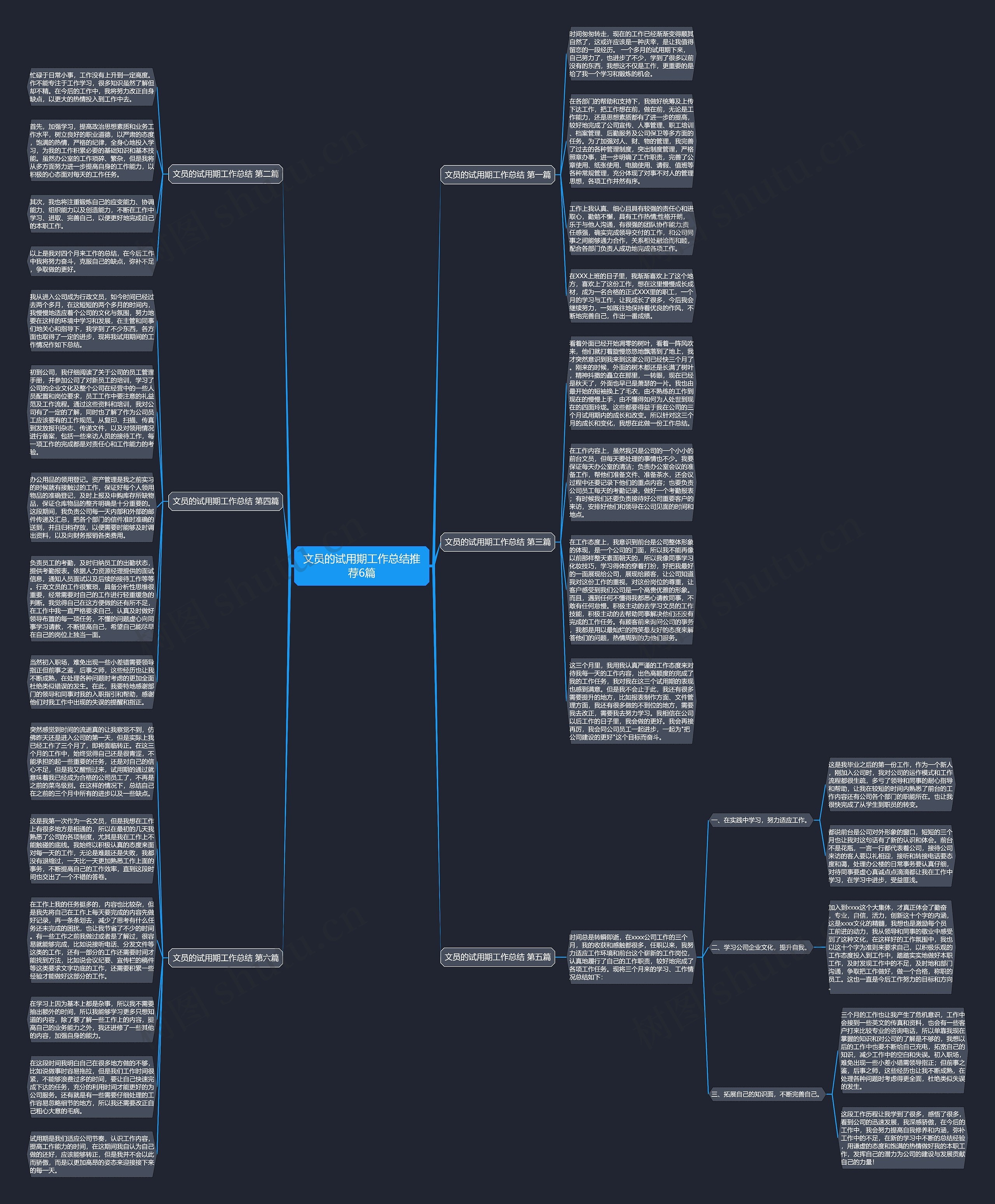 文员的试用期工作总结推荐6篇思维导图