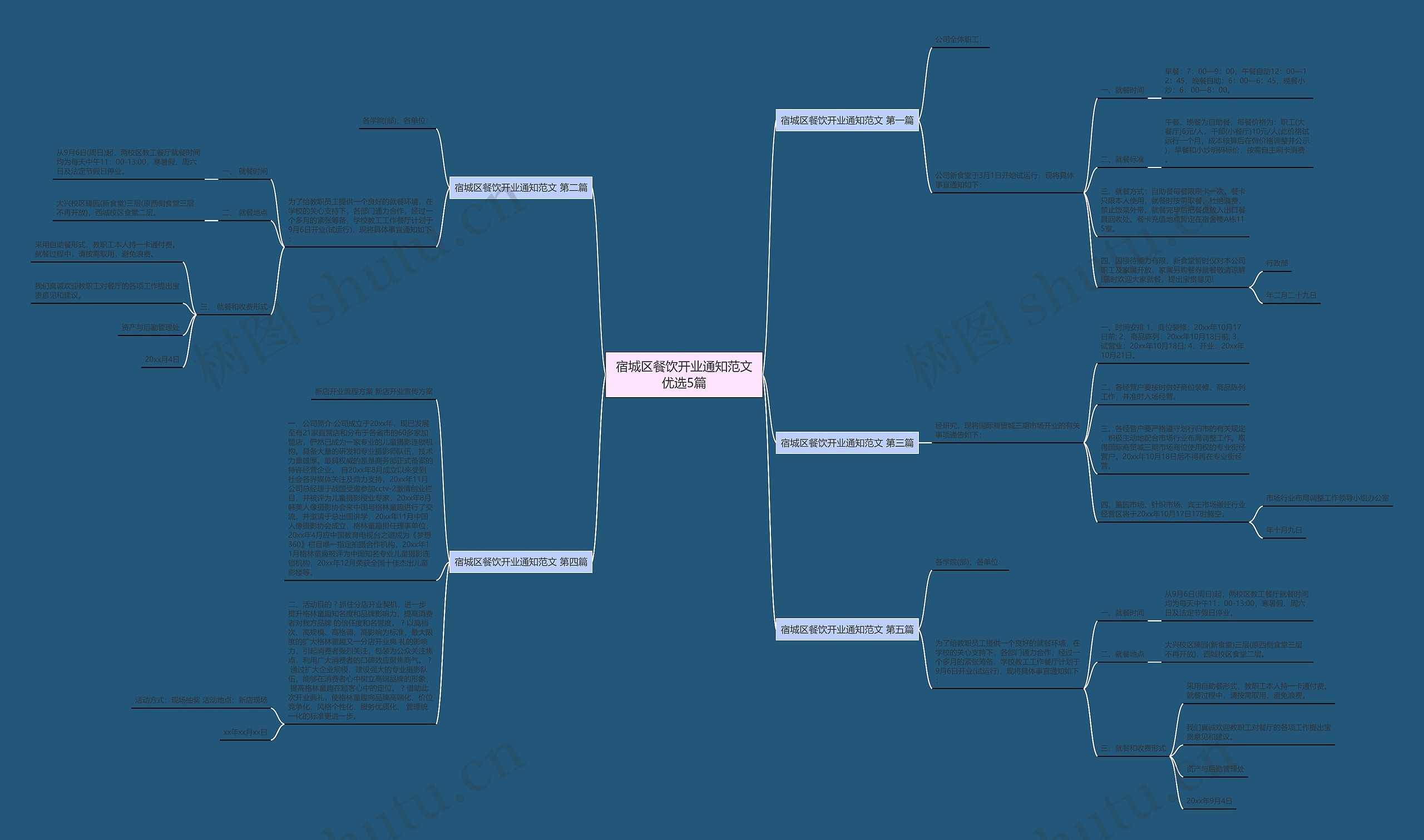 宿城区餐饮开业通知范文优选5篇思维导图