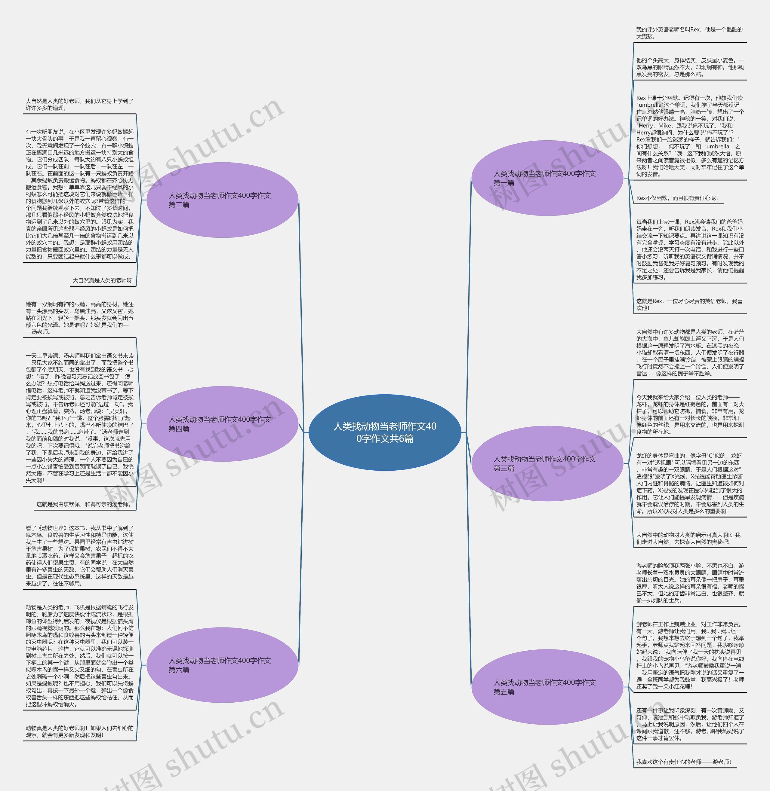 人类找动物当老师作文400字作文共6篇思维导图