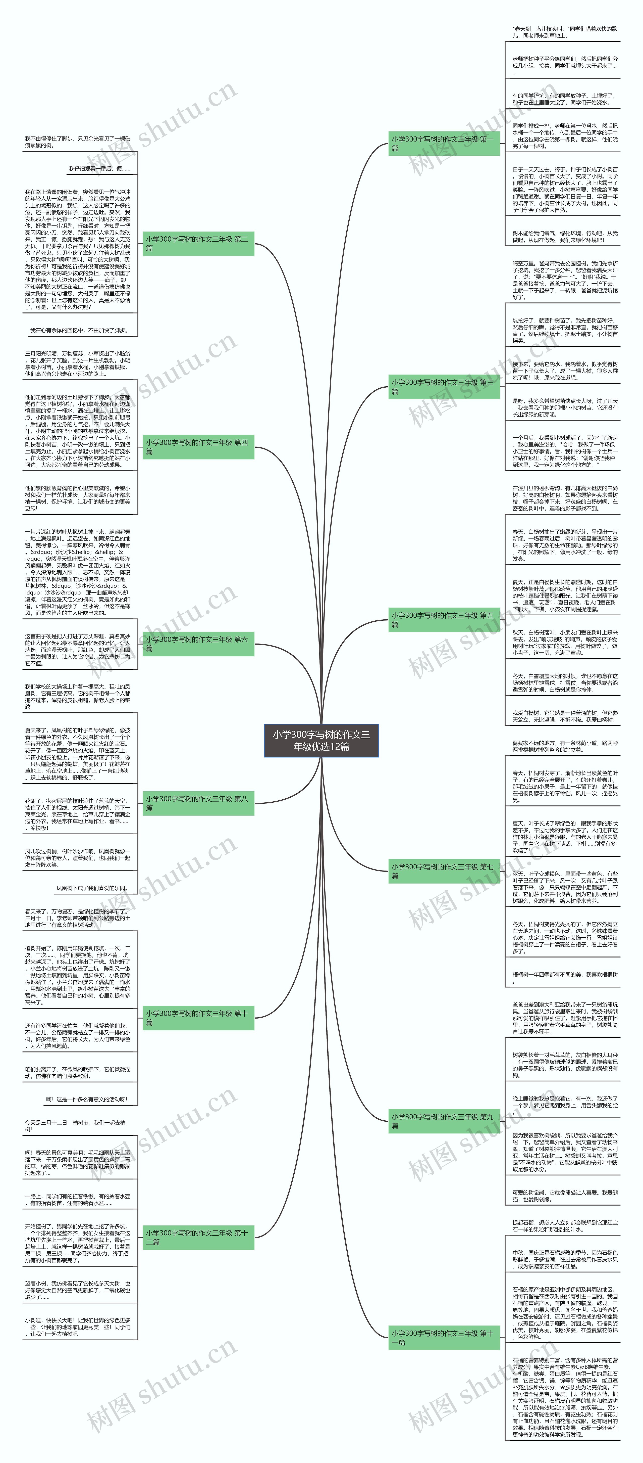 小学300字写树的作文三年级优选12篇思维导图