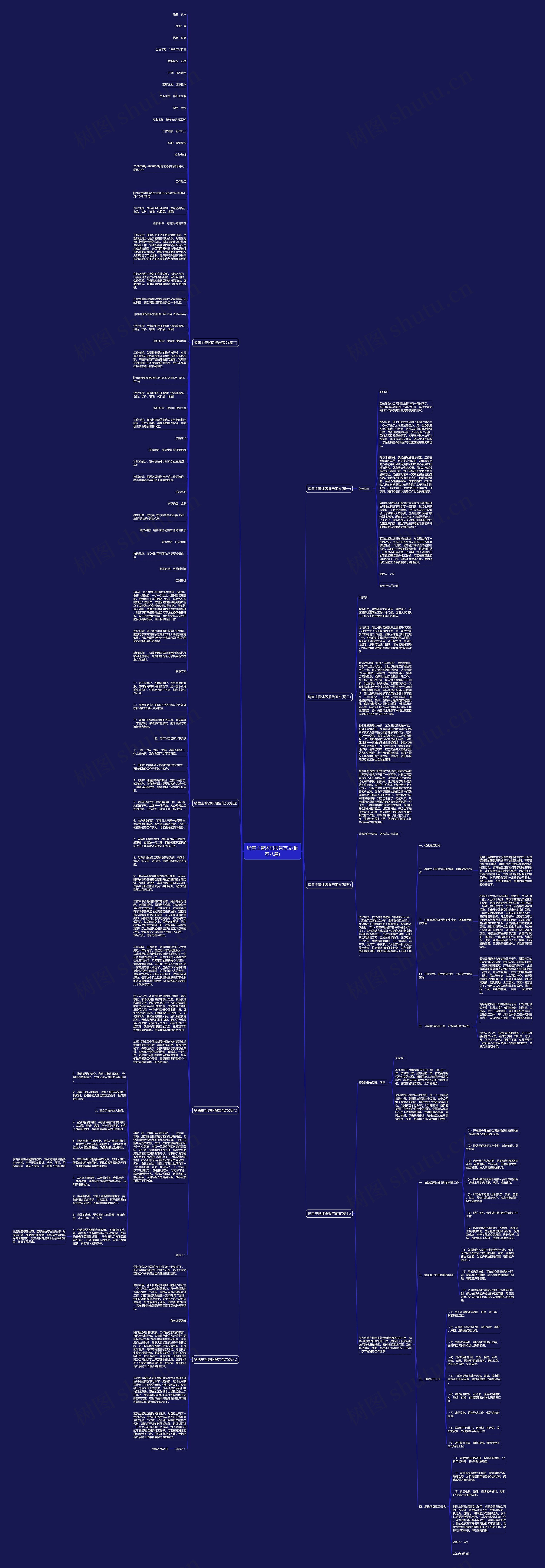 销售主管述职报告范文(推荐八篇)思维导图