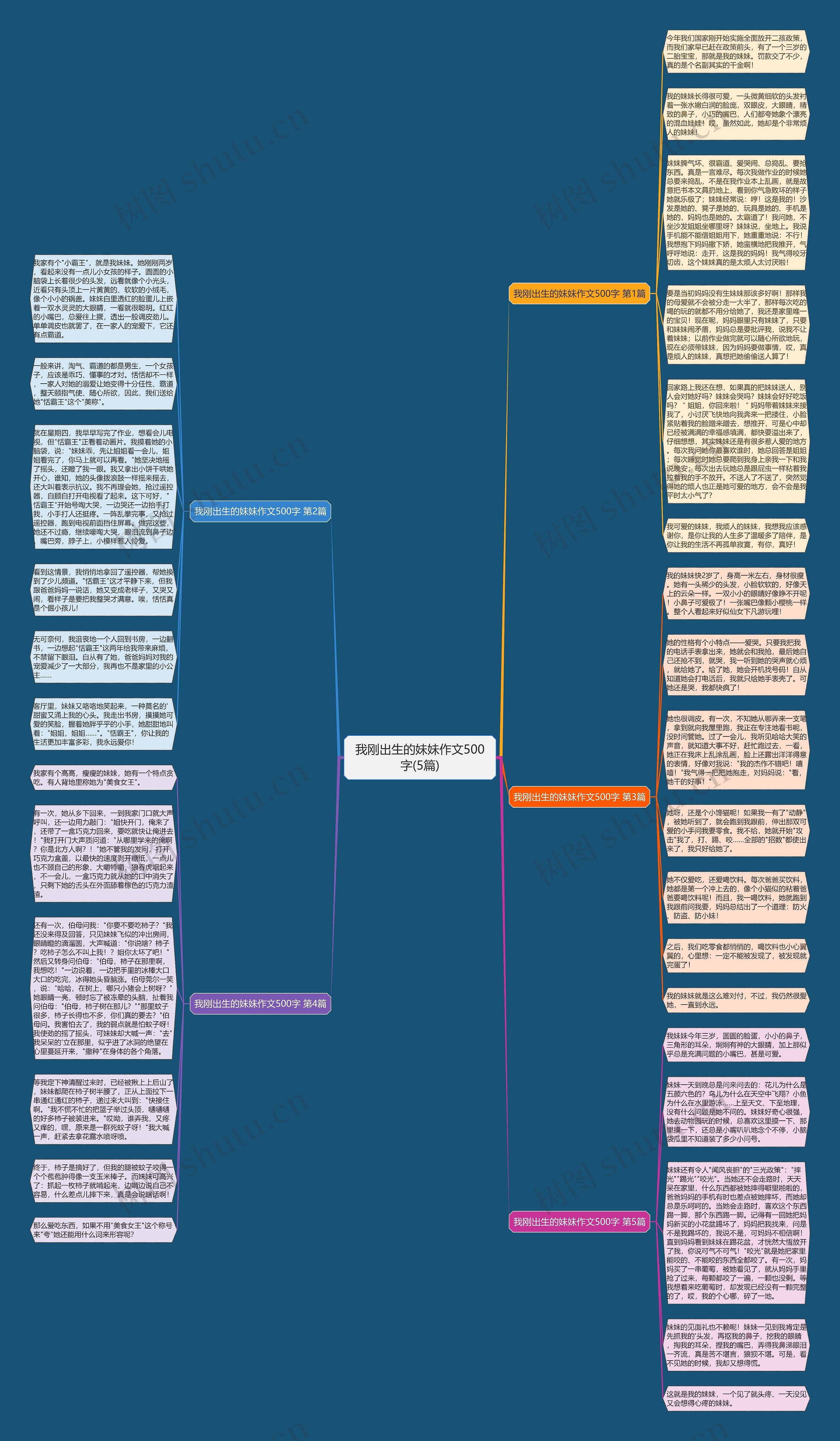 我刚出生的妹妹作文500字(5篇)思维导图